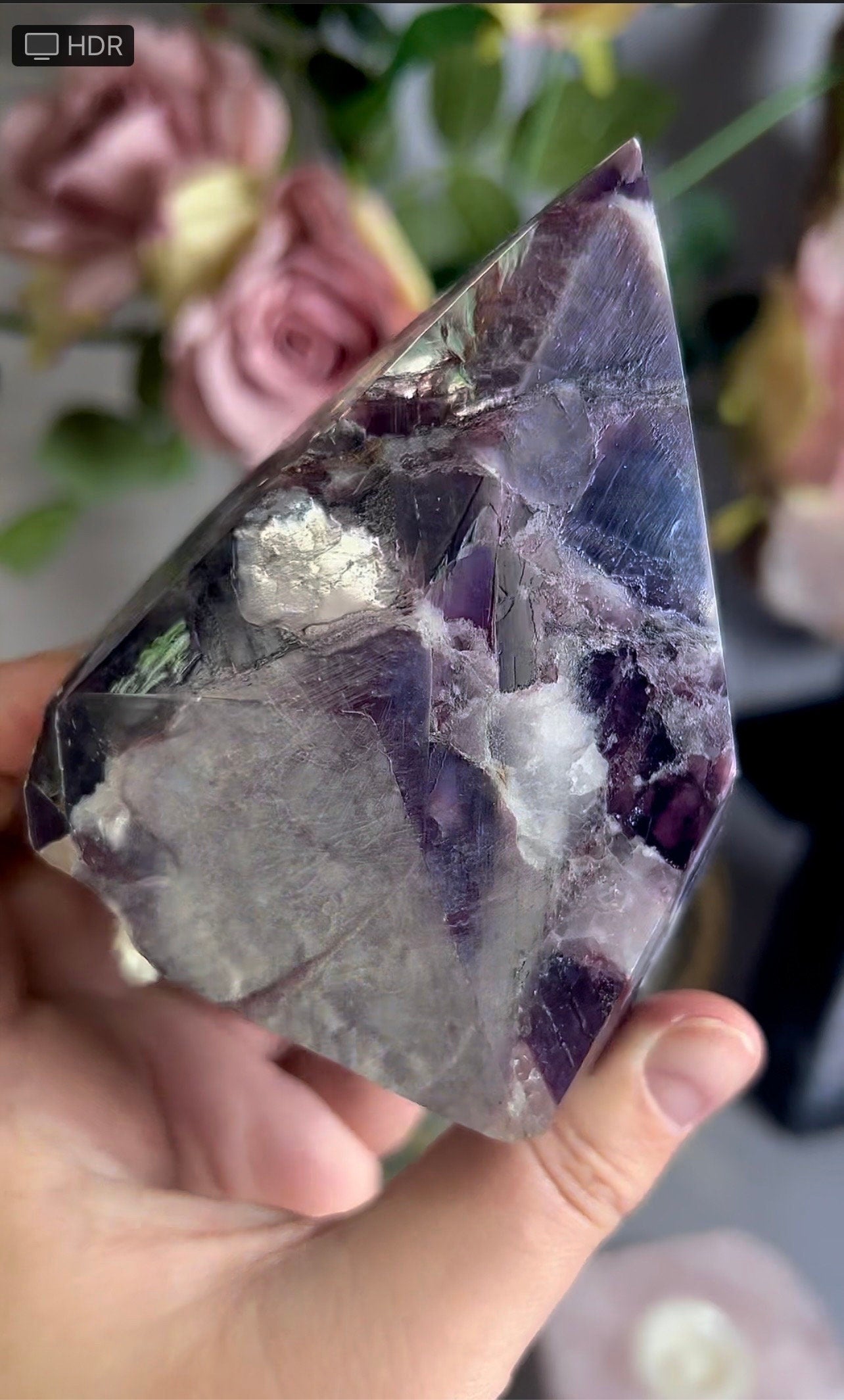 Gemmy lepidolite point