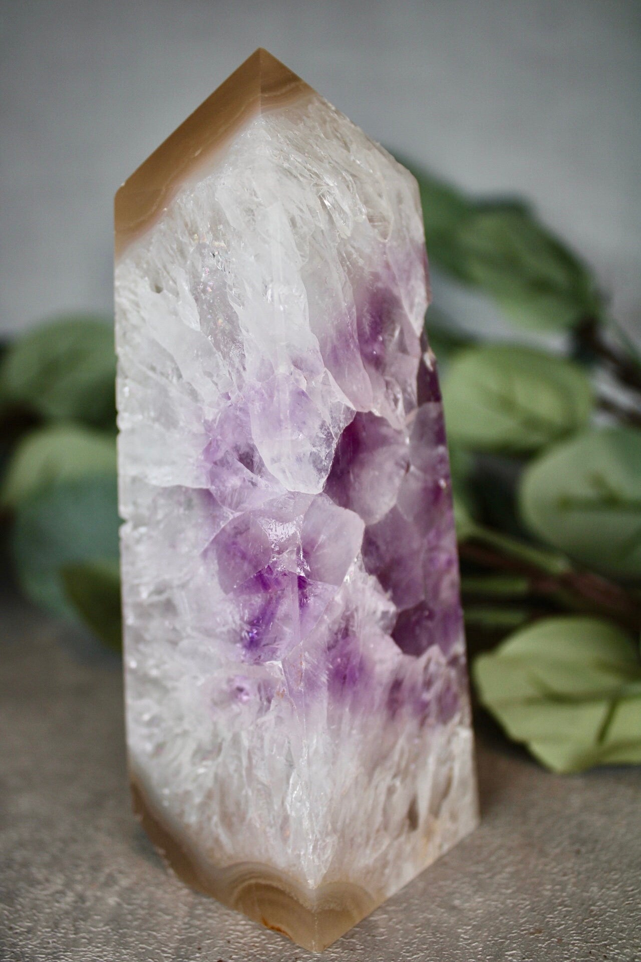 Amethyst agate, 4 sided tower