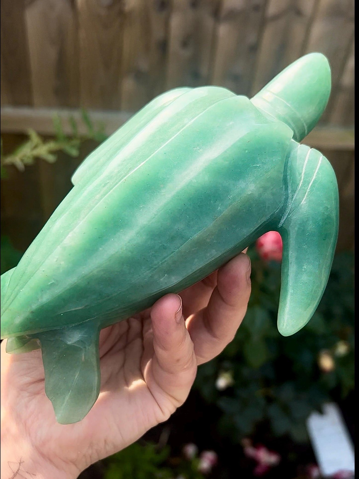 Extra high grade, Large, absolutely stunning , green adventurine sea turtle carving