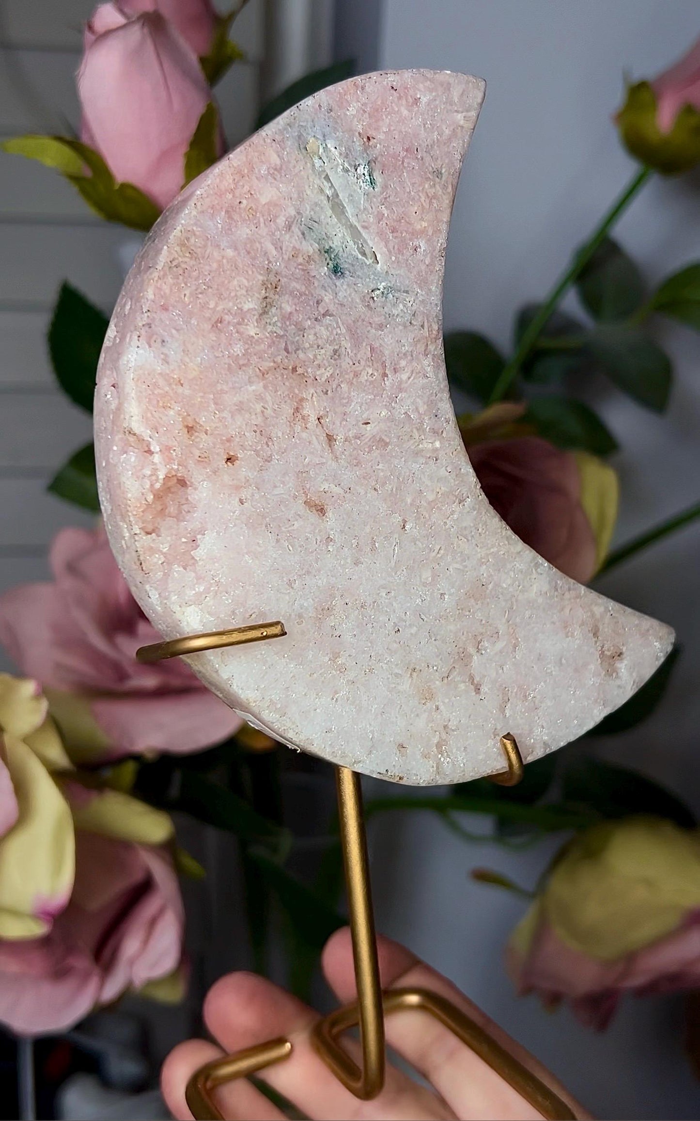 High grade, pink amethyst moon in beautiful pastel tones