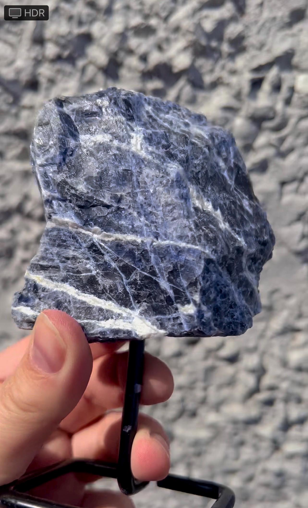 Rough Blue sodalite on stand