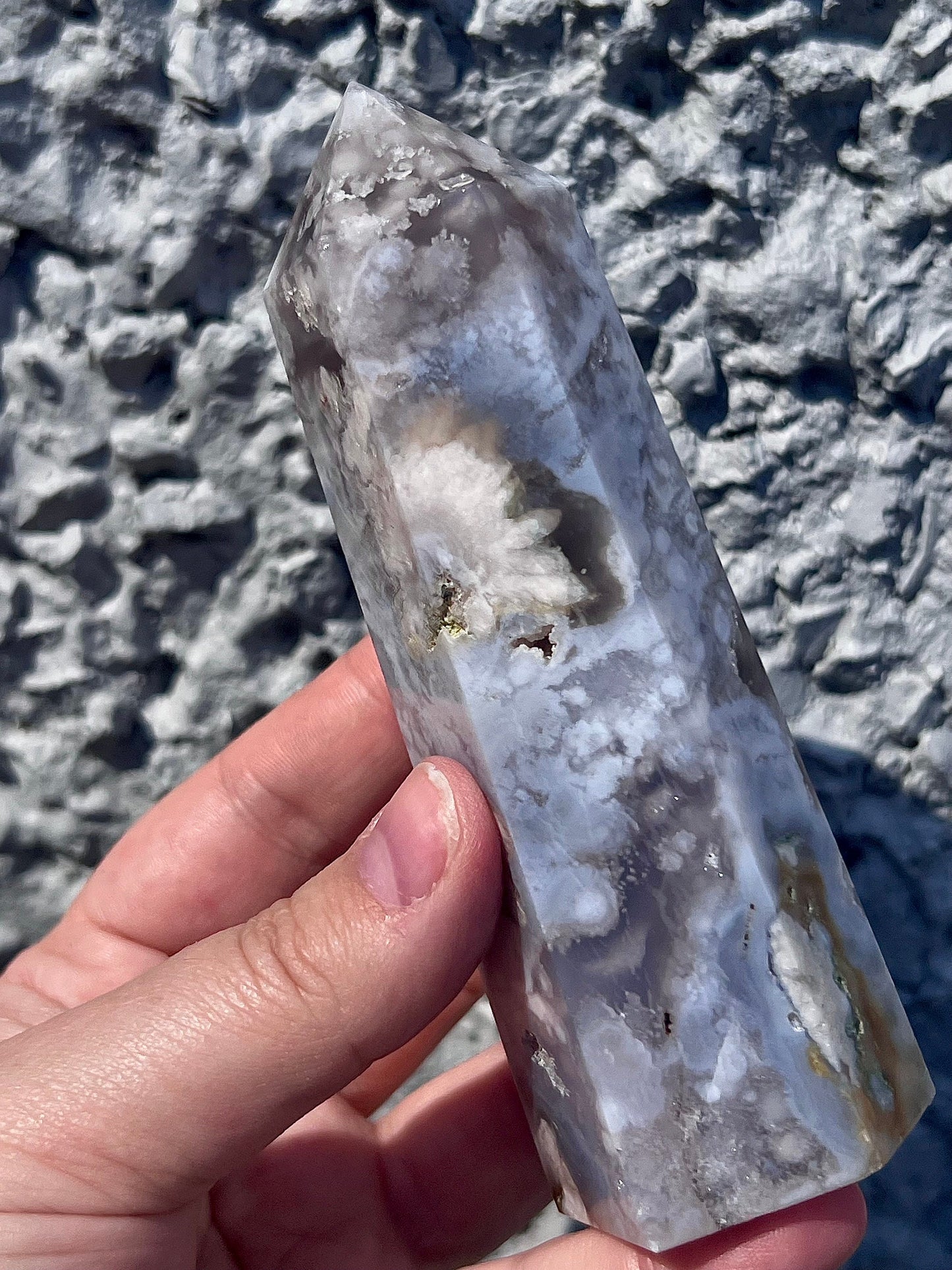 baby blue flower agate tower