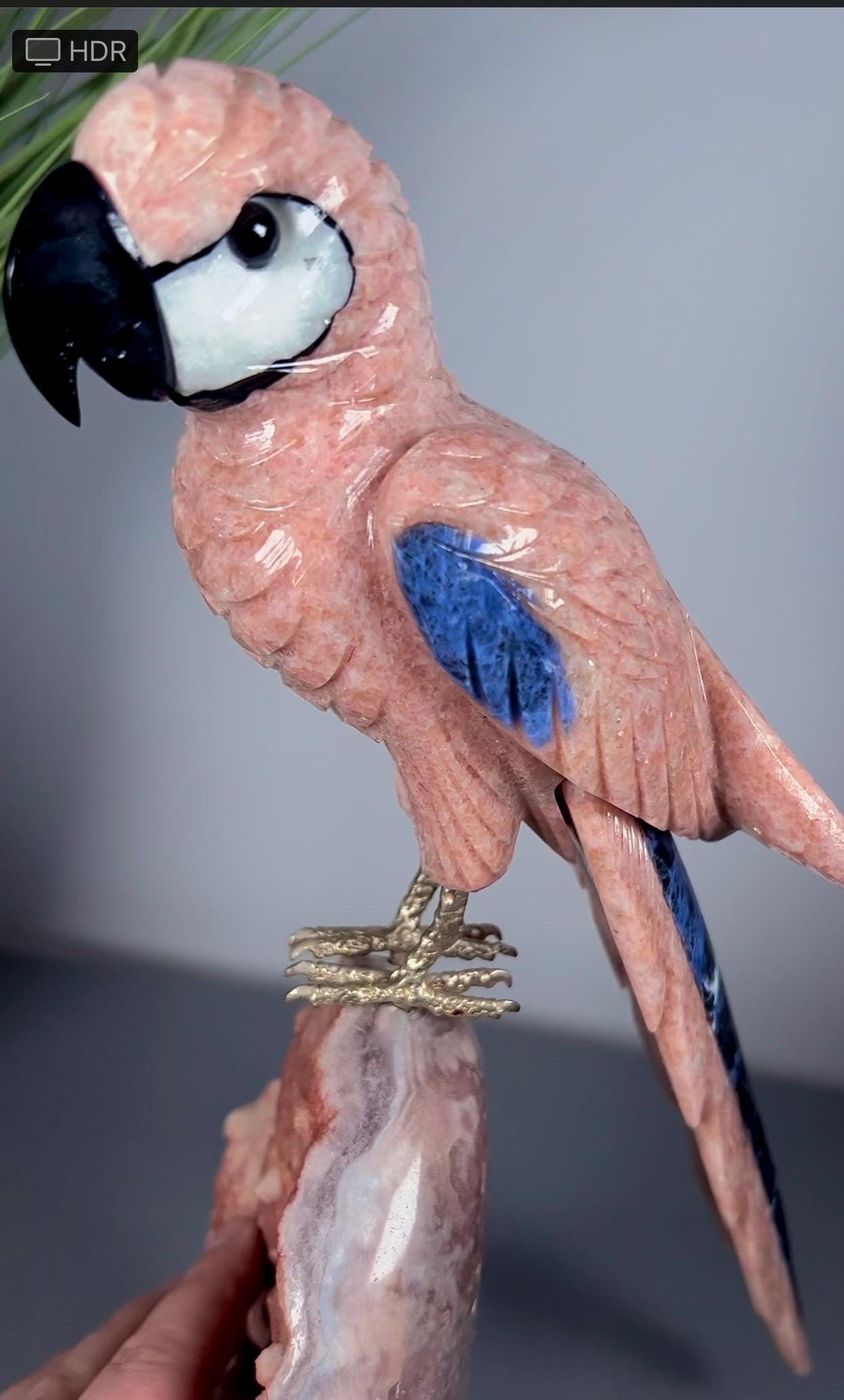 High grade pink amethyst, bird, parrot carving on pink amethyst Freeform