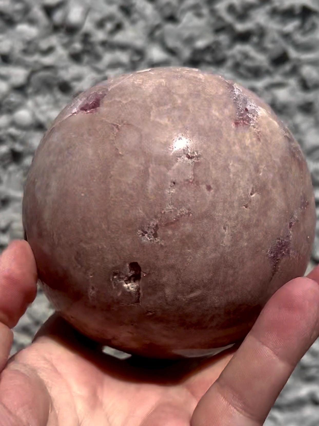 large, statement pink amethyst sphere 1.240kg
