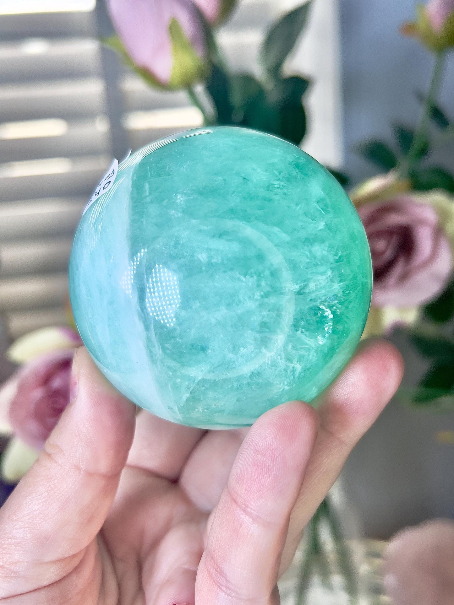 High grade, green fluorite sphere 540g