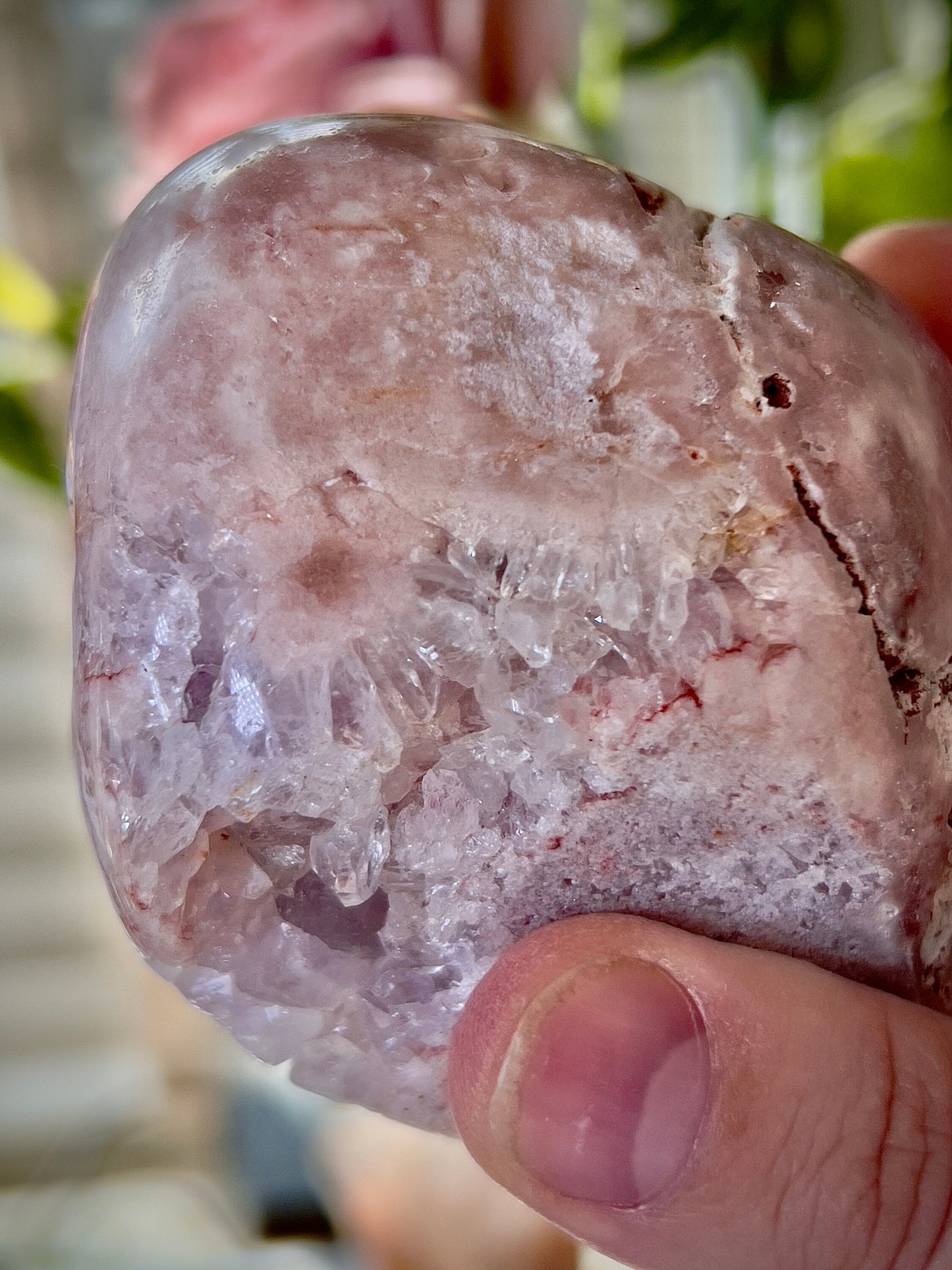 High grade, pink amethyst, Freeform with black sugar druzy