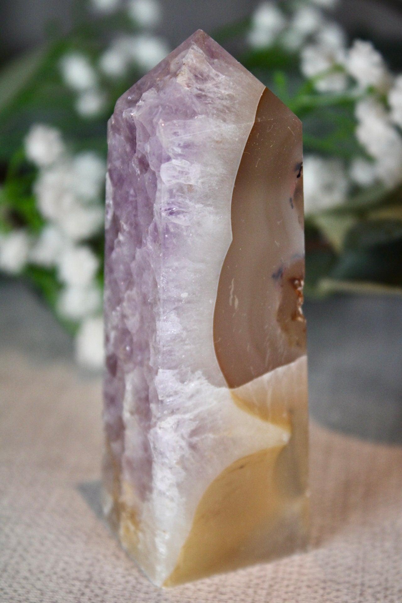Amethyst agate 4 sided tower