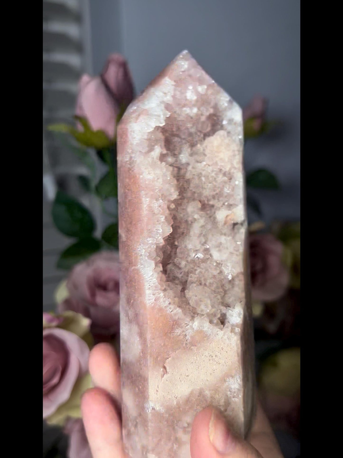 High grade, druzy pink amethyst tower 650g