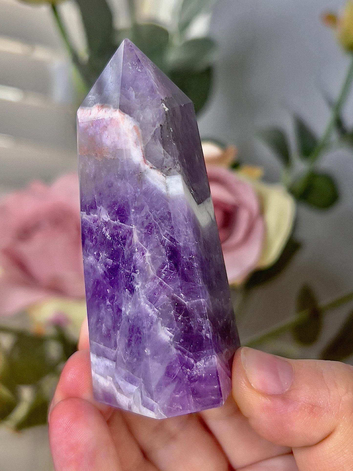 High grade, Dream amethyst tower with dentric slight damage to top (discount added)