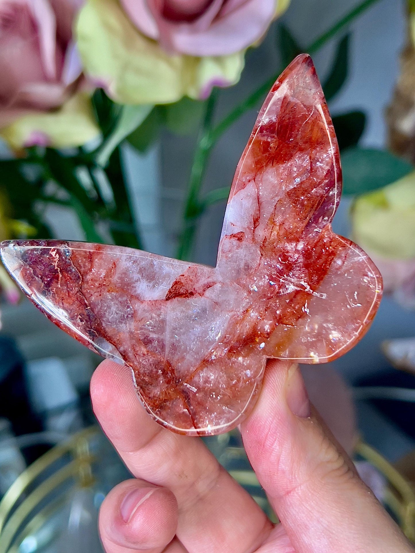 high grade, Hematoid red fire quartz butterfly