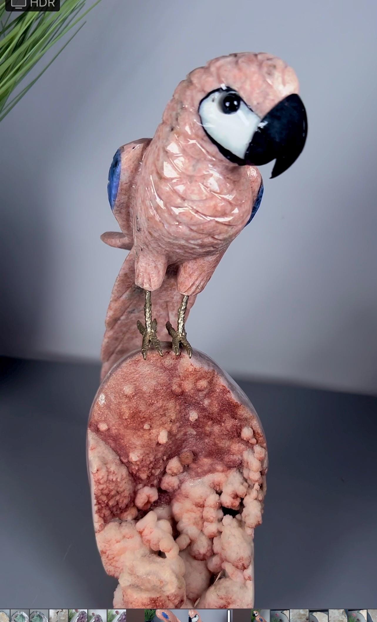 High grade pink amethyst, bird, parrot carving on pink amethyst Freeform