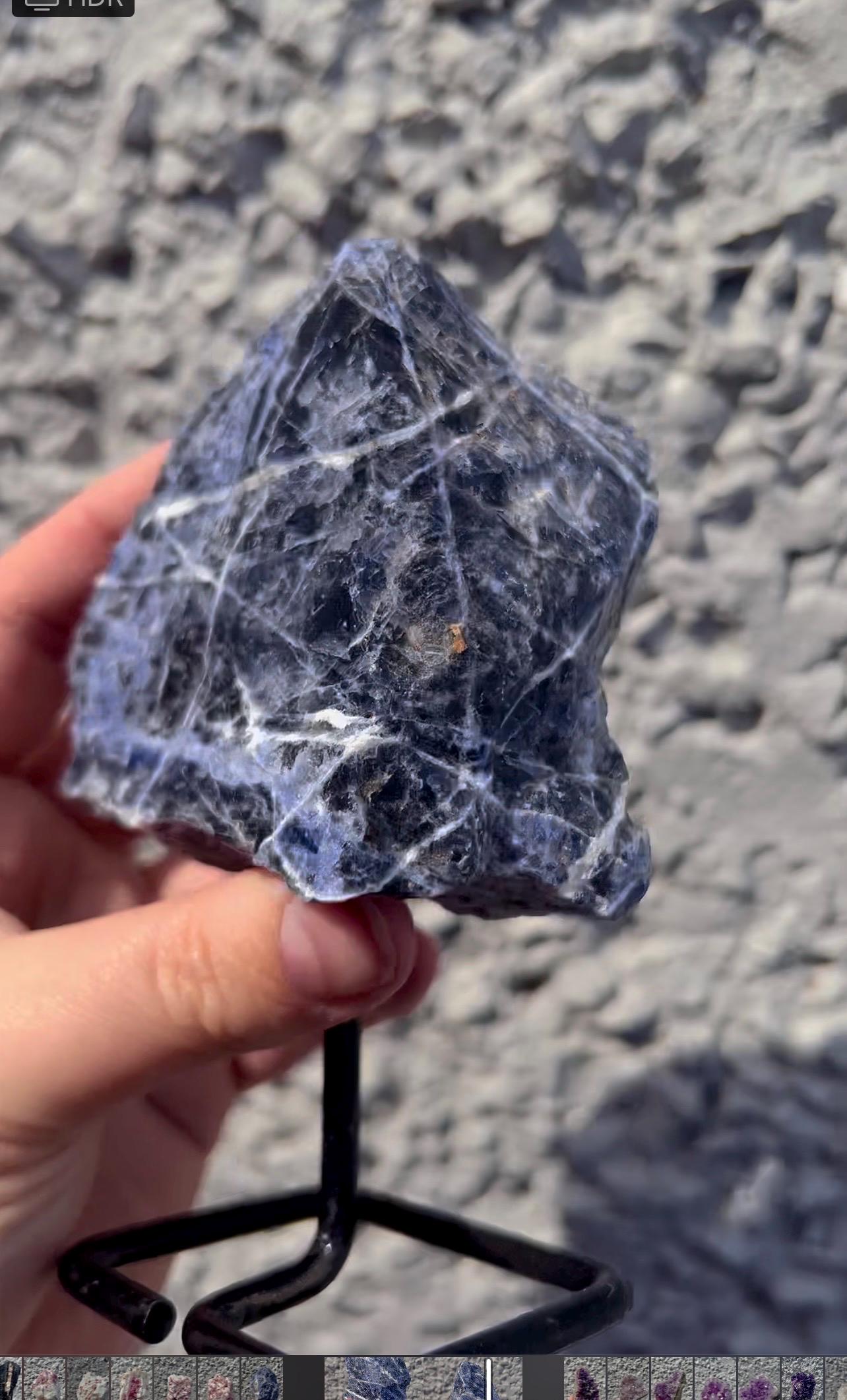 Rough Blue sodalite on stand