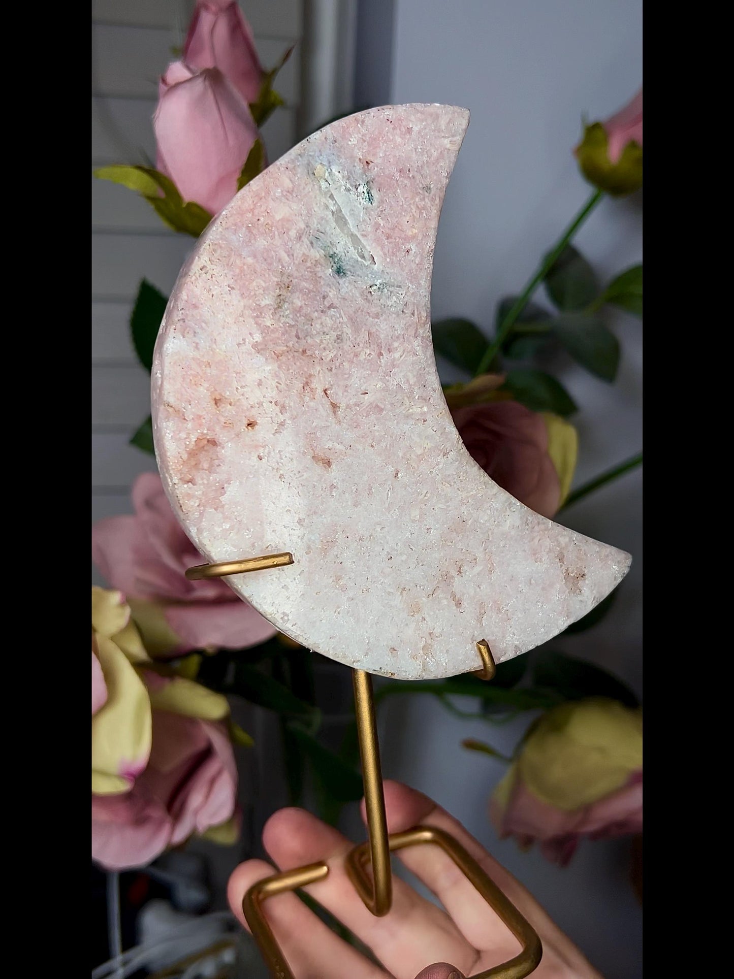 High grade, pink amethyst moon in beautiful pastel tones