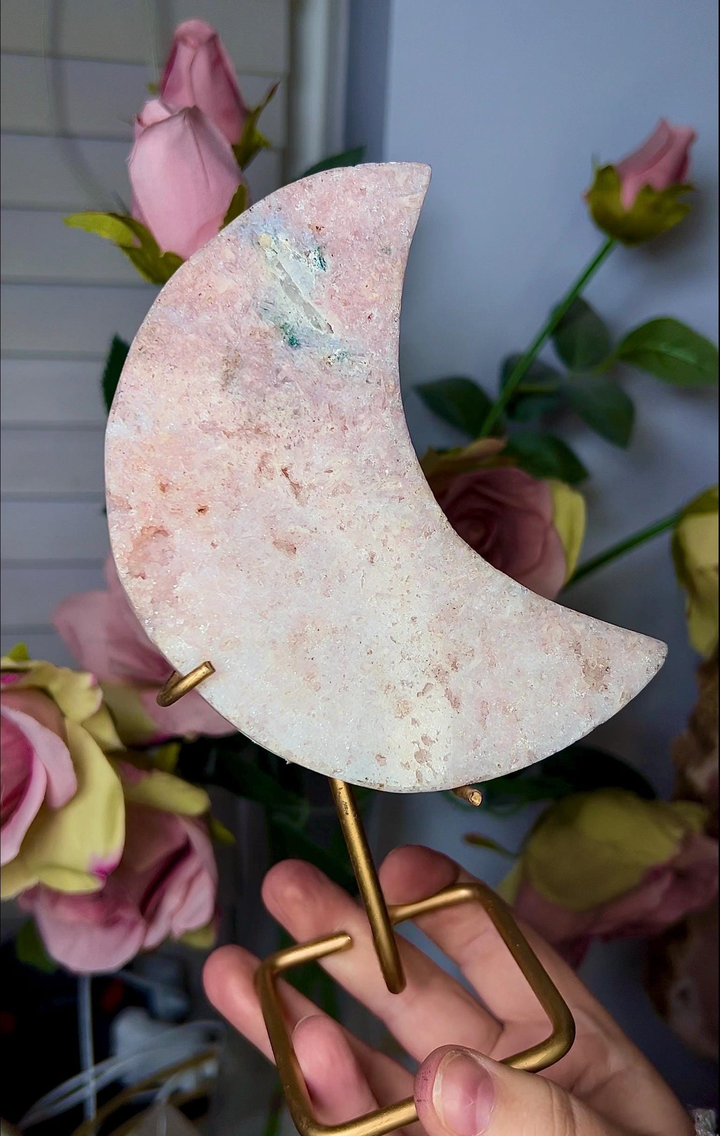 High grade, pink amethyst moon in beautiful pastel tones