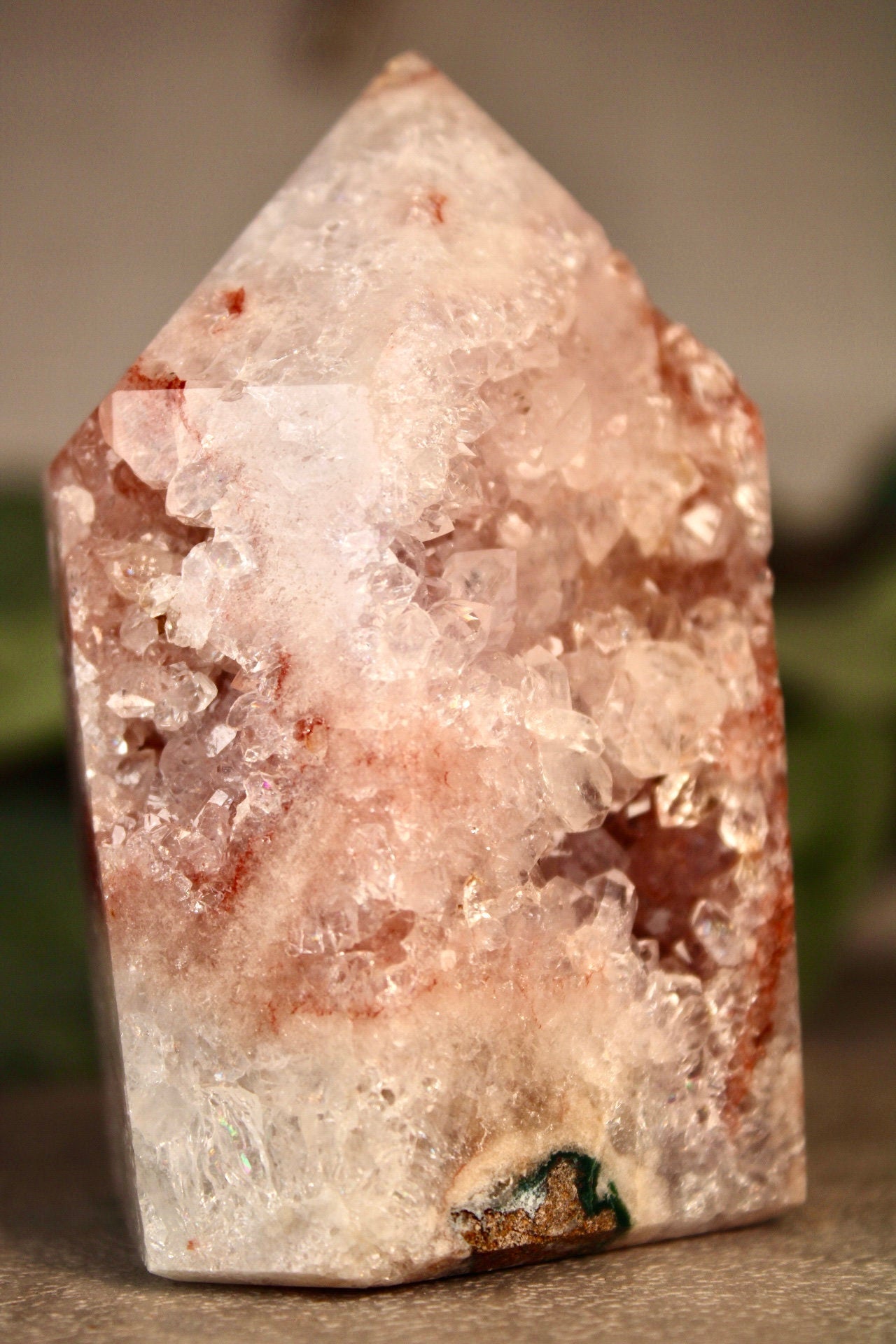 Pink amethyst x green jasper tower 340g 9cm high