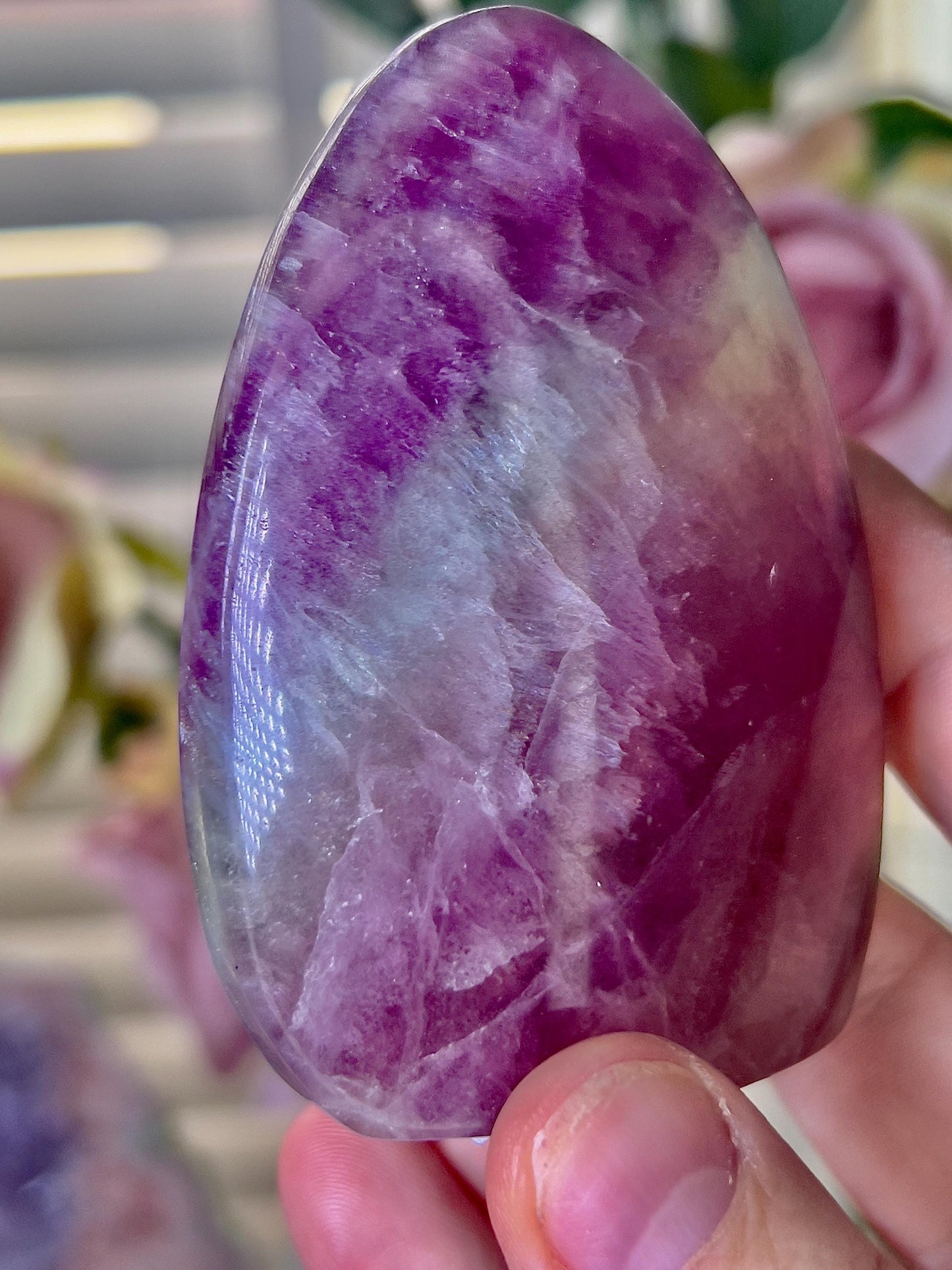 Purple & green watermelon fluorite Freeform 205g