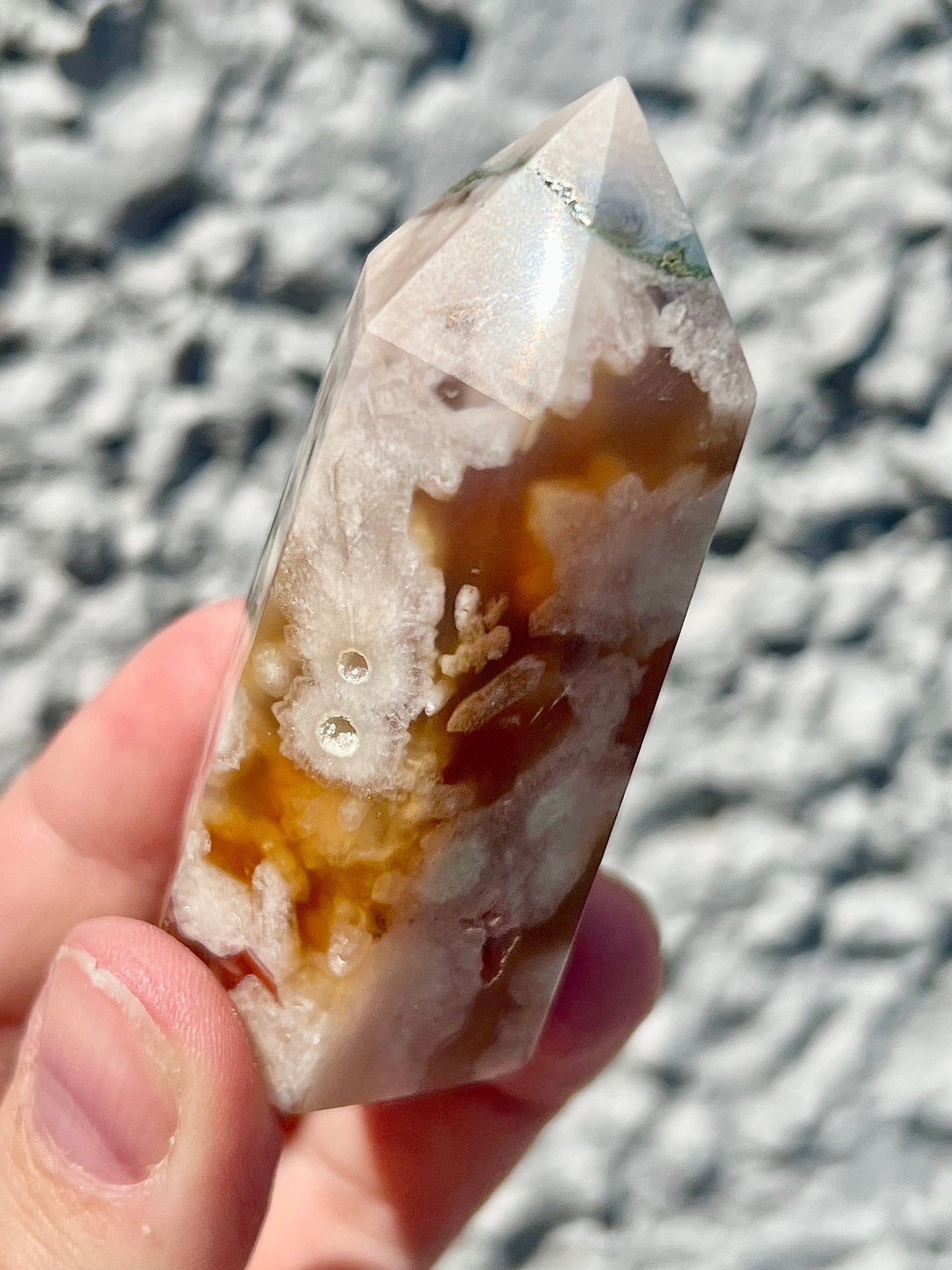 green flower agate tower