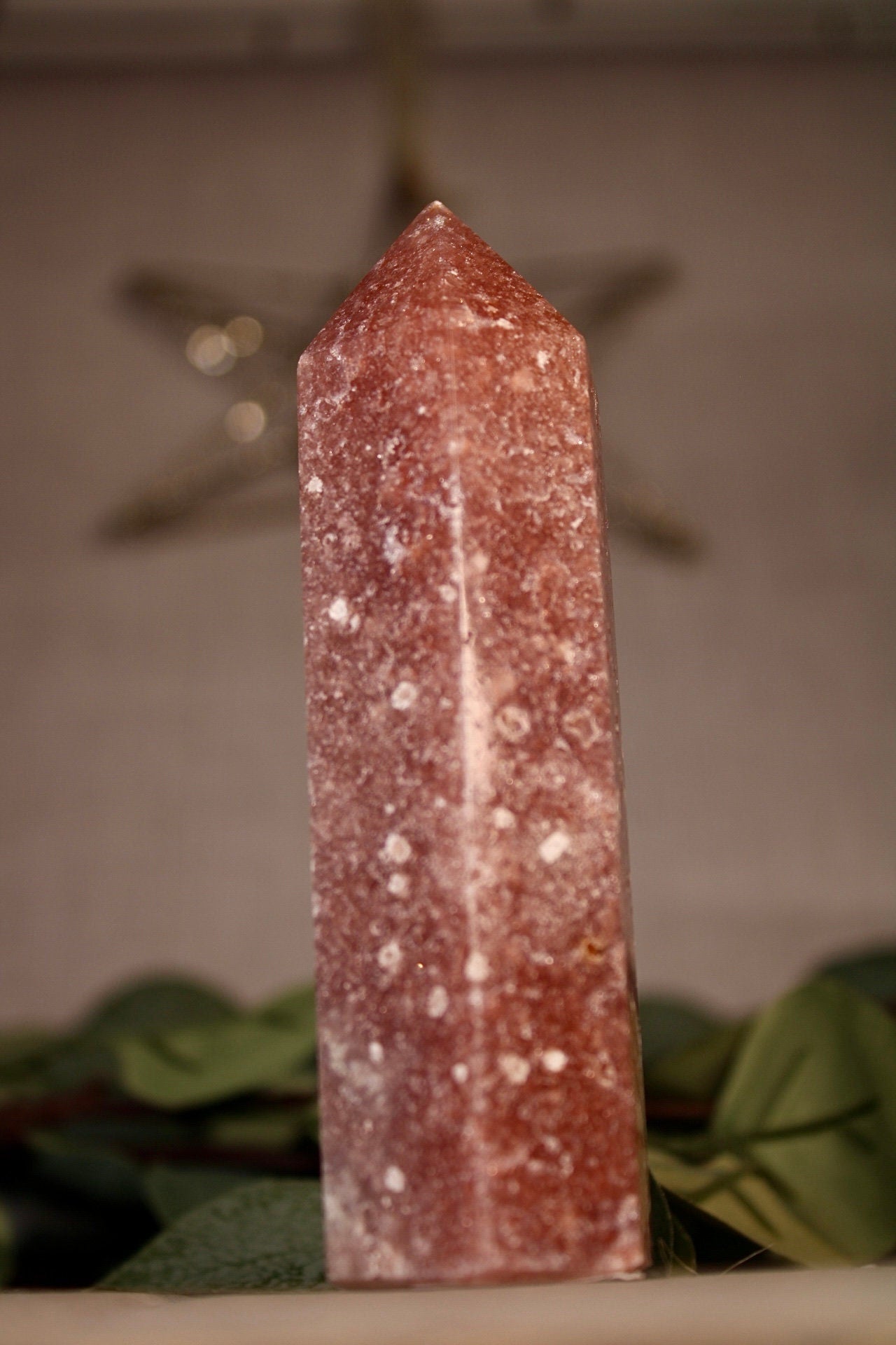 Berry red, skinny, pink amethyst tower 240g 12cm high