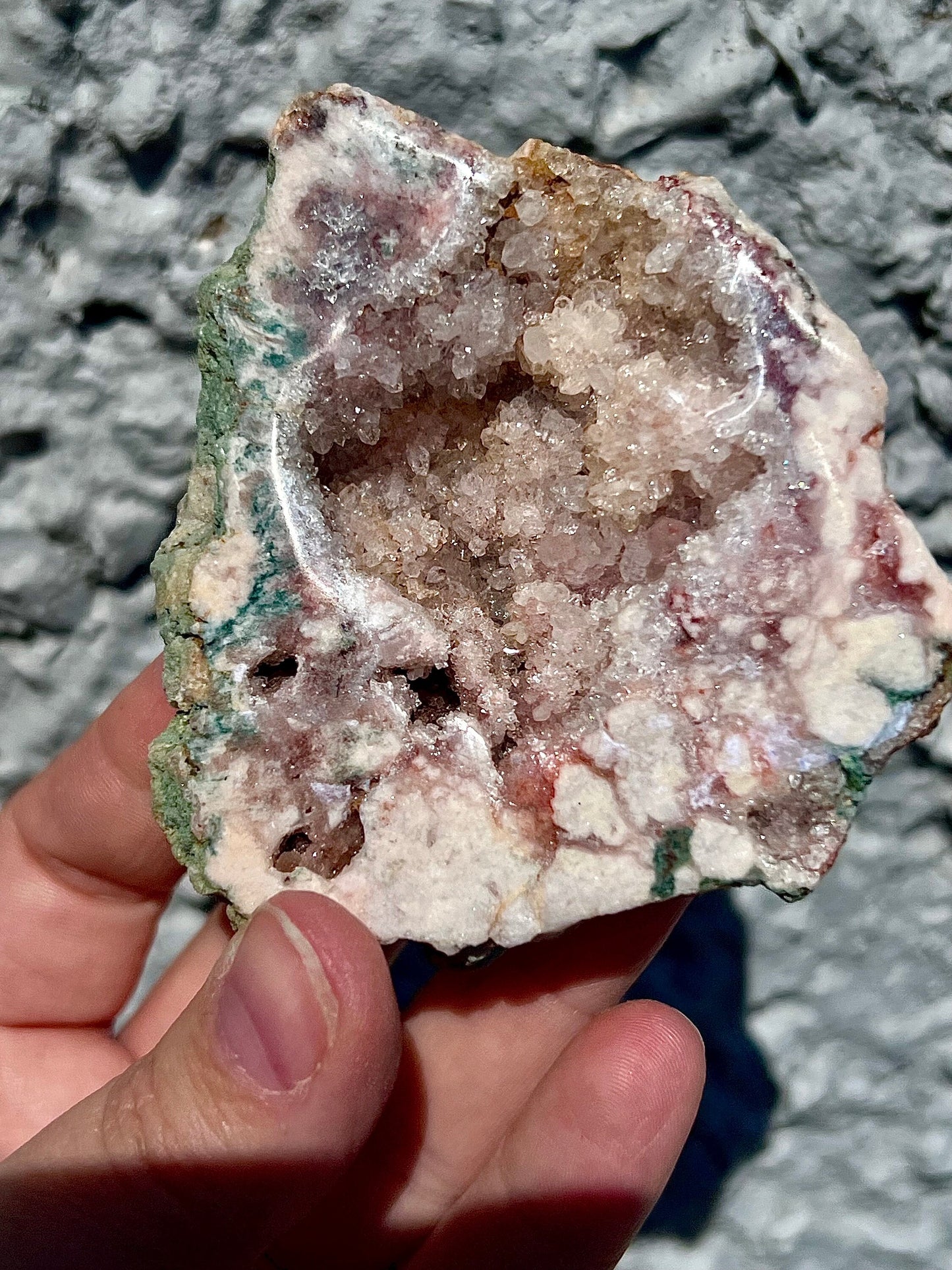 pink amethyst geode, slab