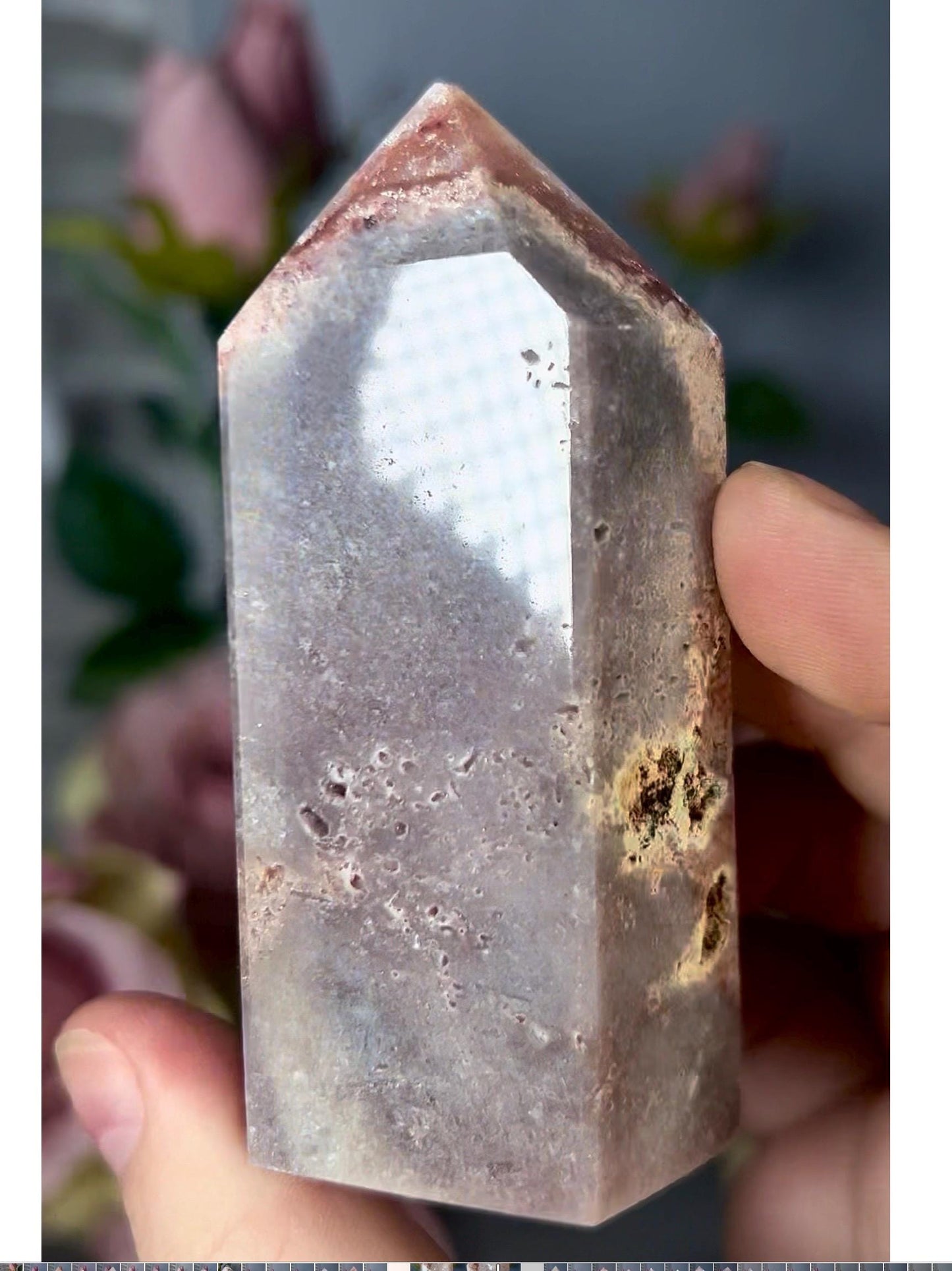 High grade, druzy, pink amethyst tower 179g