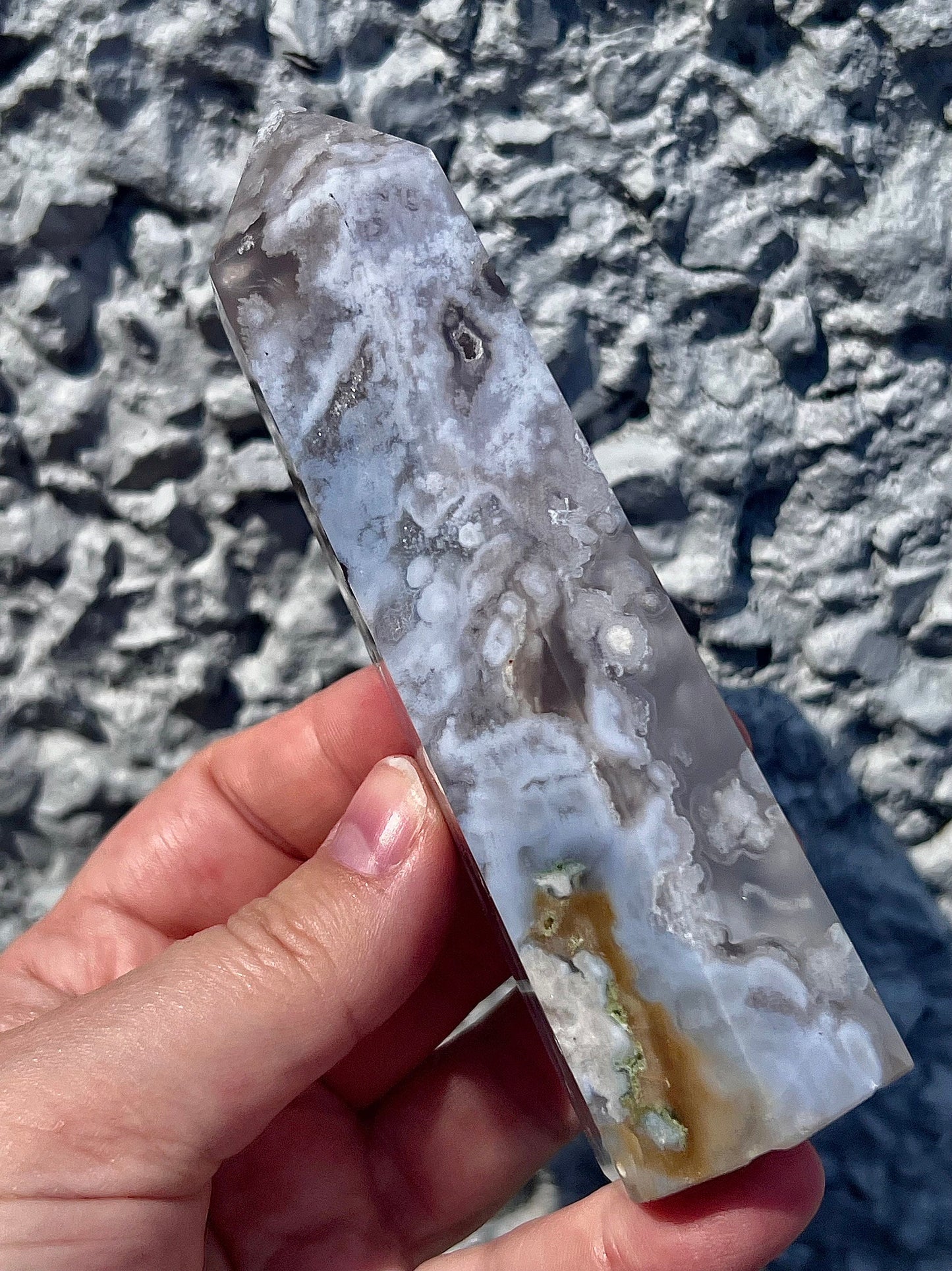 baby blue flower agate tower