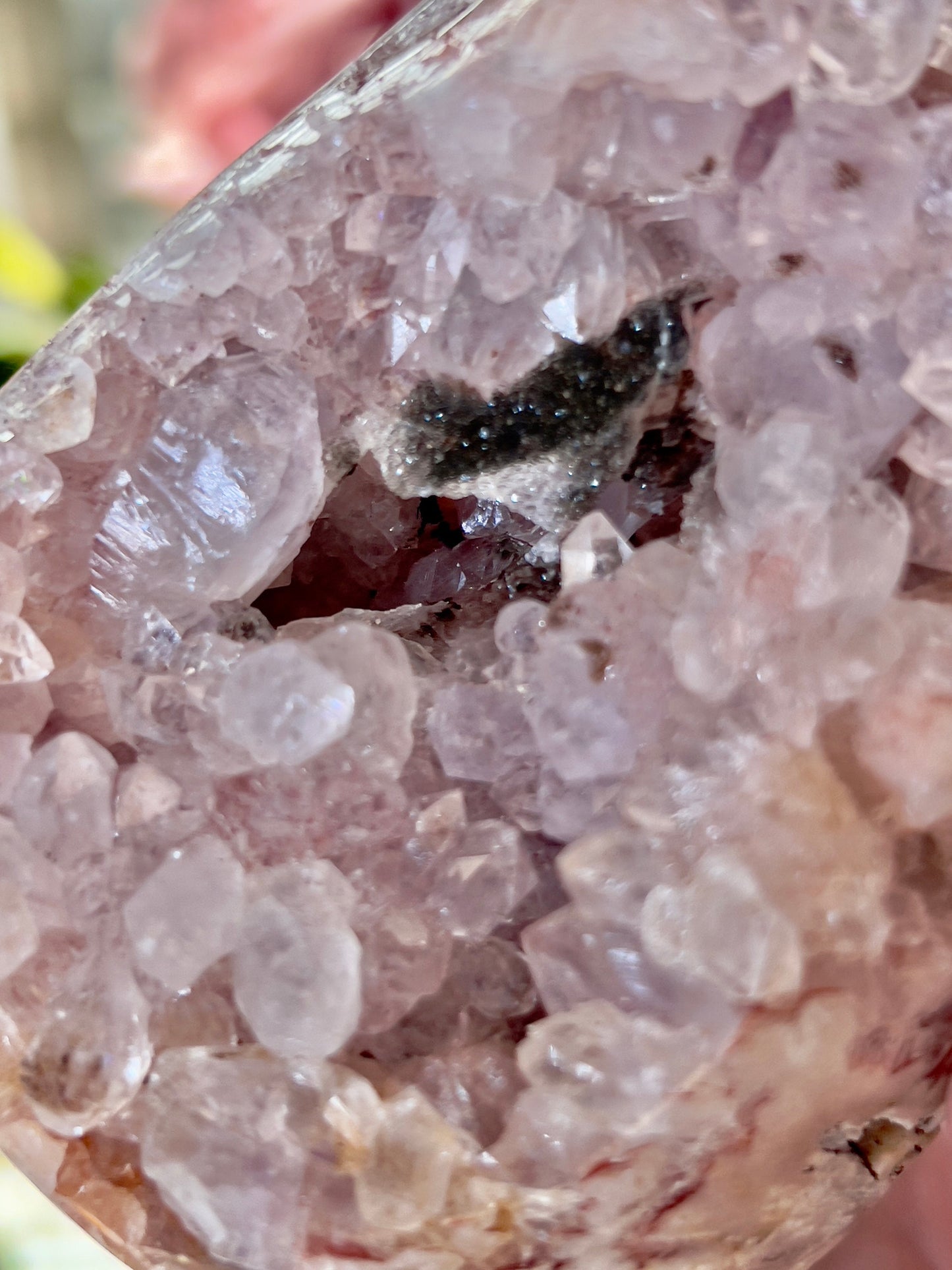 High grade, pink amethyst, Freeform with black sugar druzy