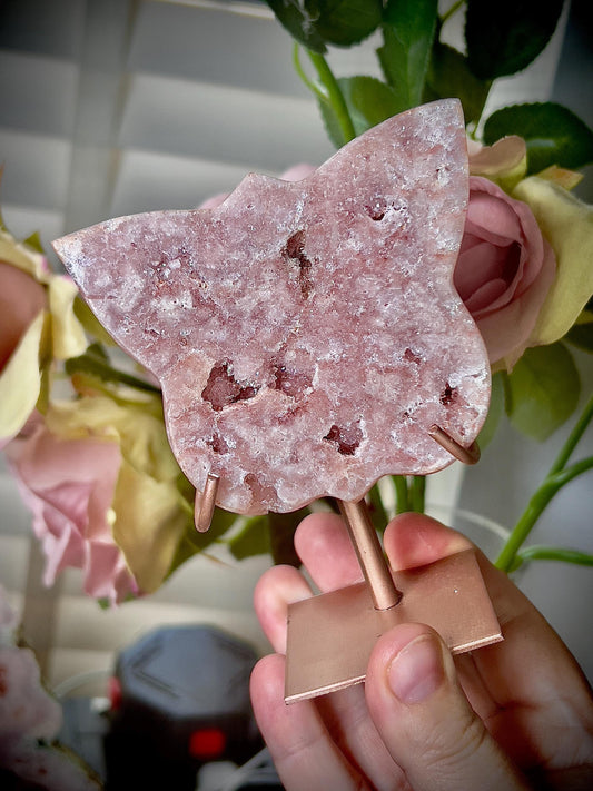 Pink amethyst butterfly on stand
