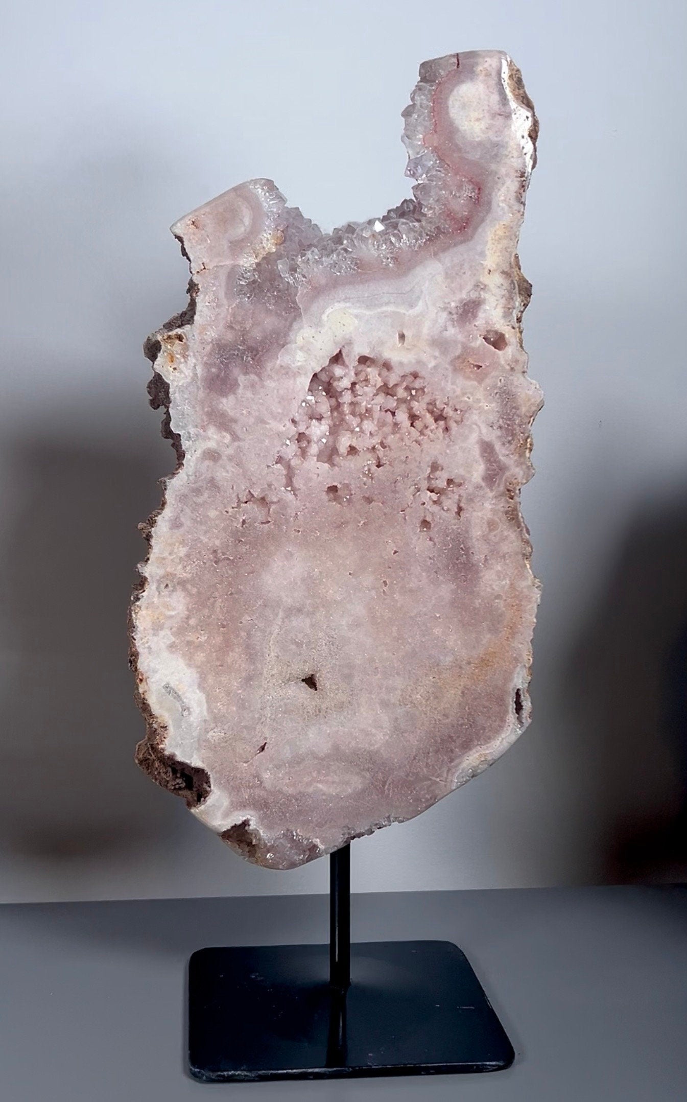 High grade, large pink amethyst slab with quartz