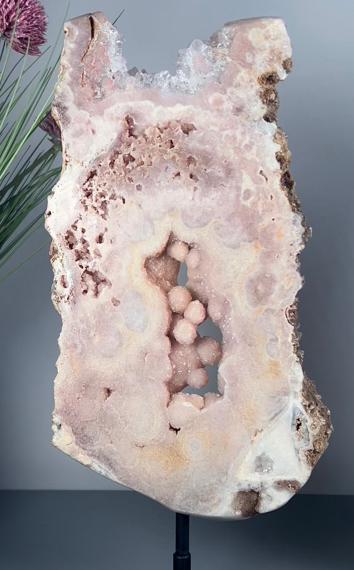 High grade, pink amethyst slab with bubble druzy