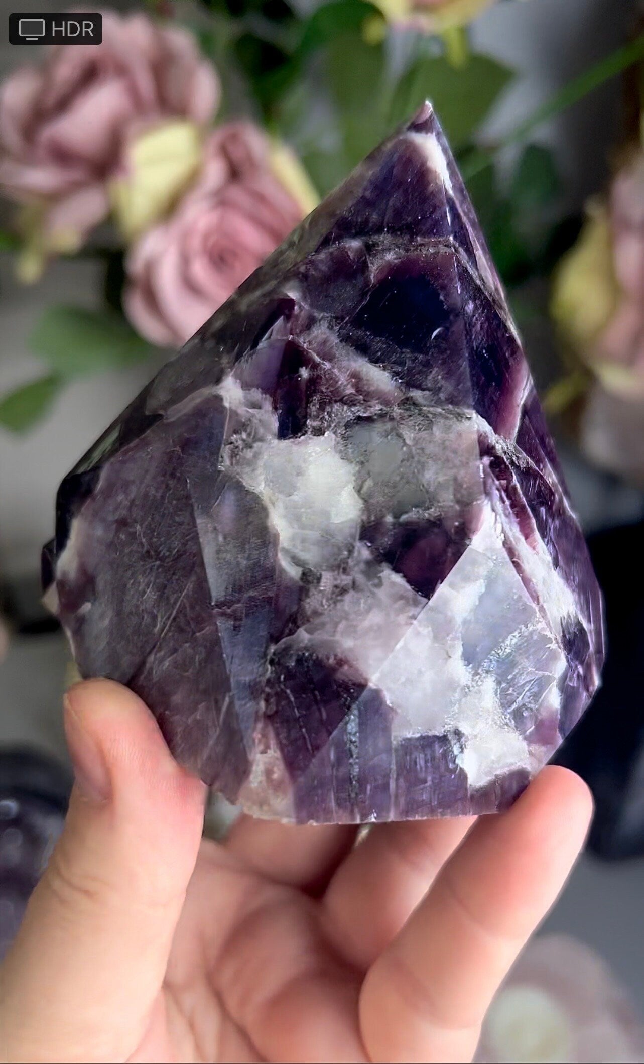 Gemmy lepidolite point