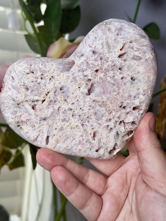 Pink amethyst heart with sugar druzy rutile