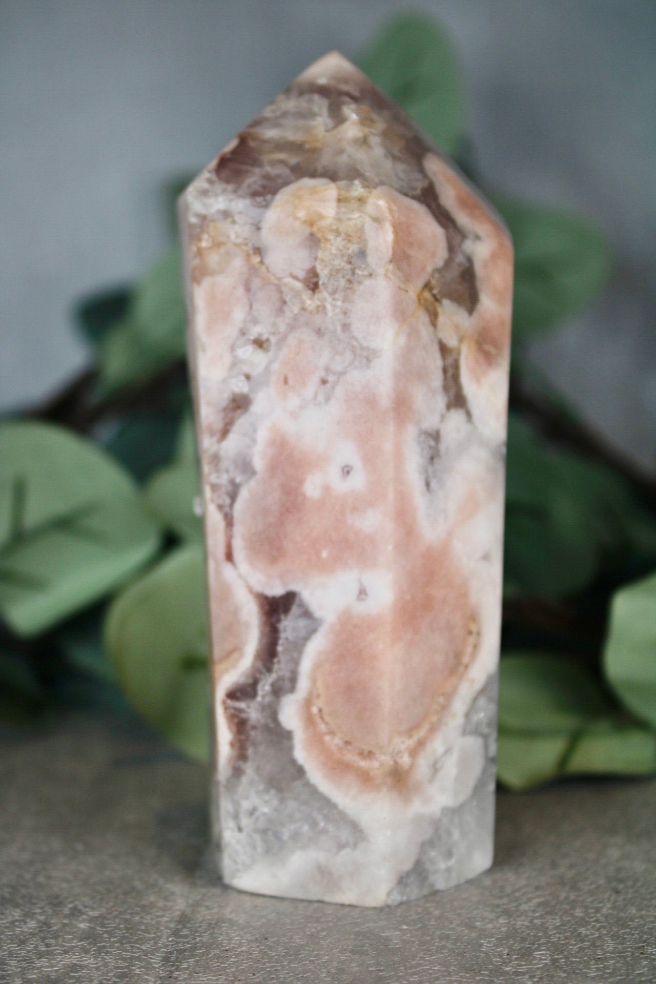Pink amethyst with quartz tower 645g 13.5cm(H) 5.5cm(W)