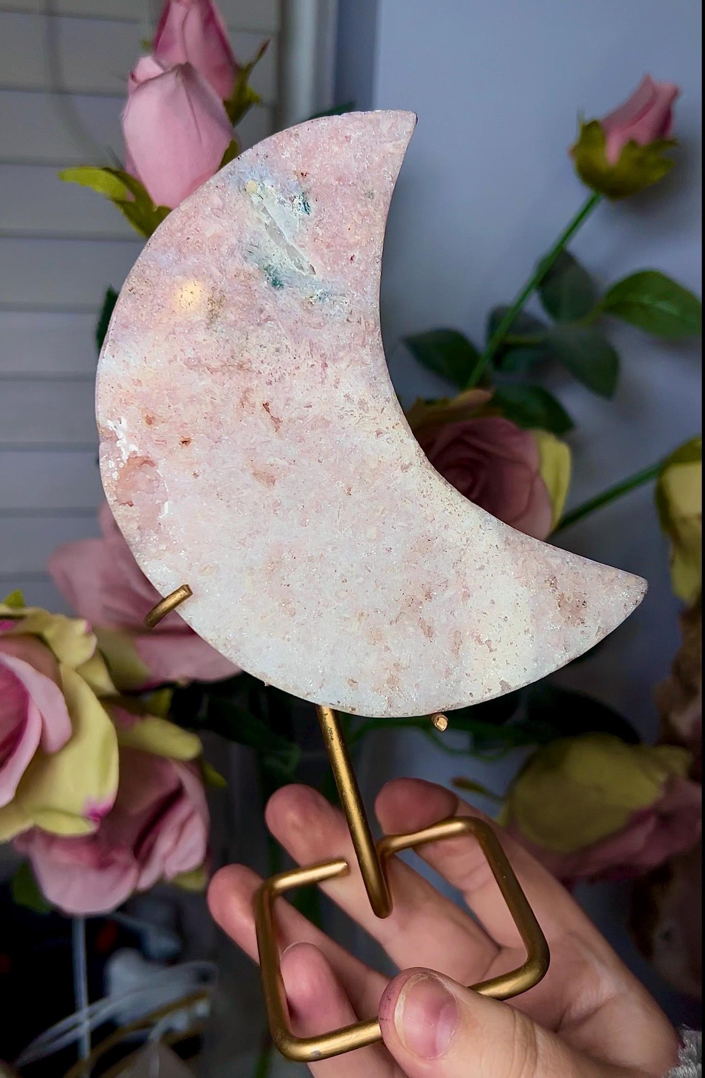 High grade, pink amethyst moon in beautiful pastel tones