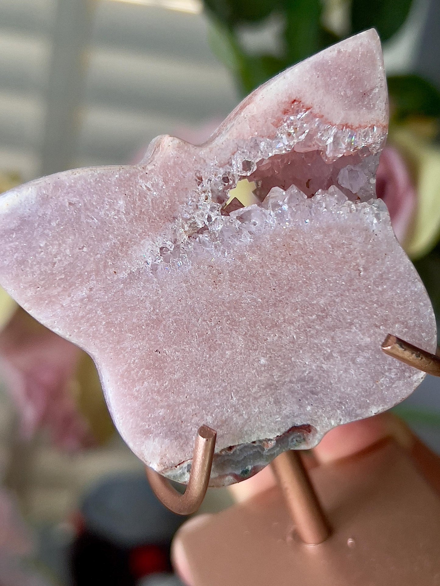 Pink amethyst butterfly on stand