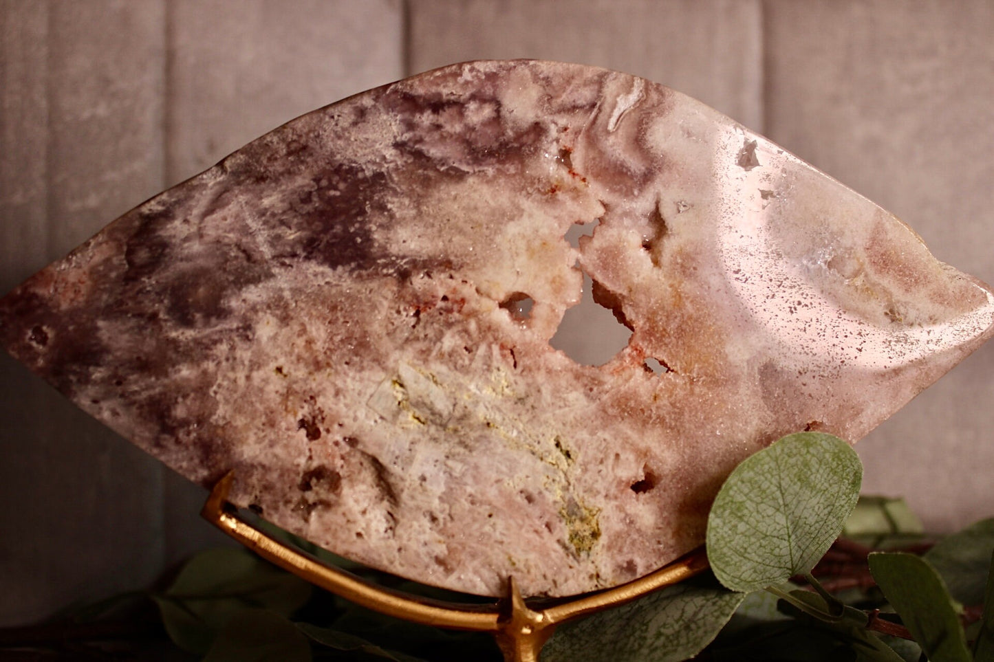 Druzy, pink amethyst eye on stand from brazil