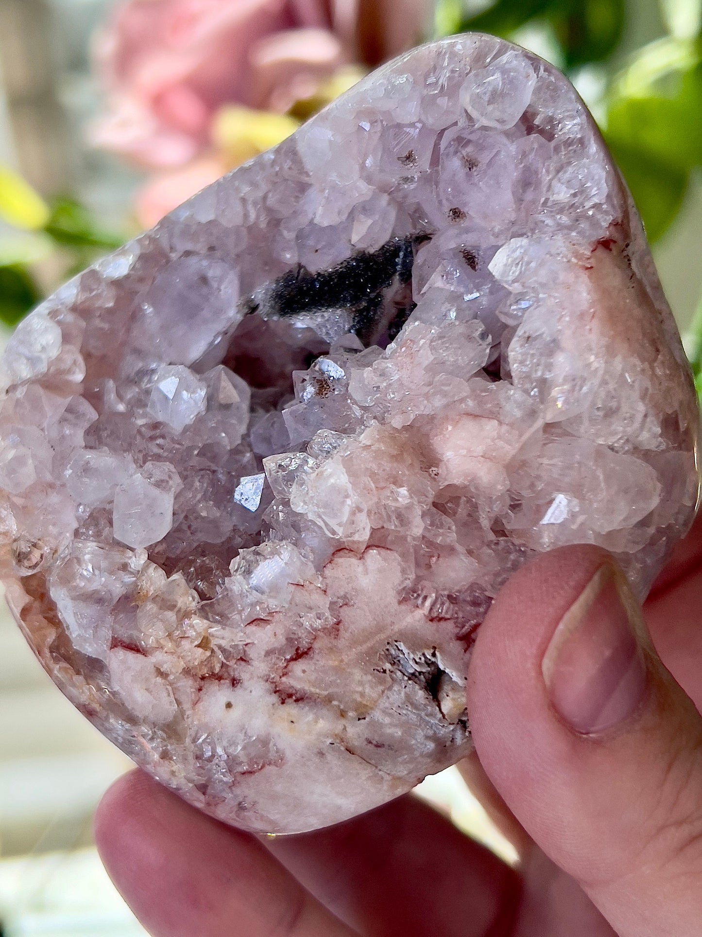 High grade, pink amethyst, Freeform with black sugar druzy