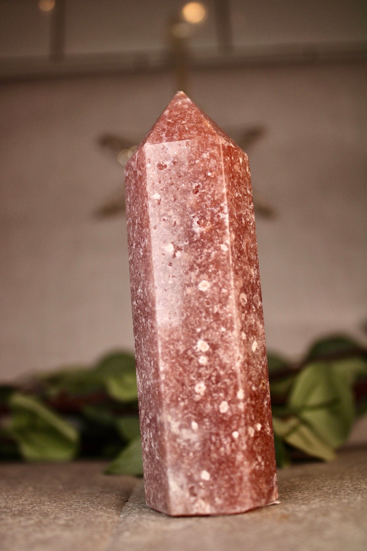 Berry red, skinny, pink amethyst tower 240g 12cm high