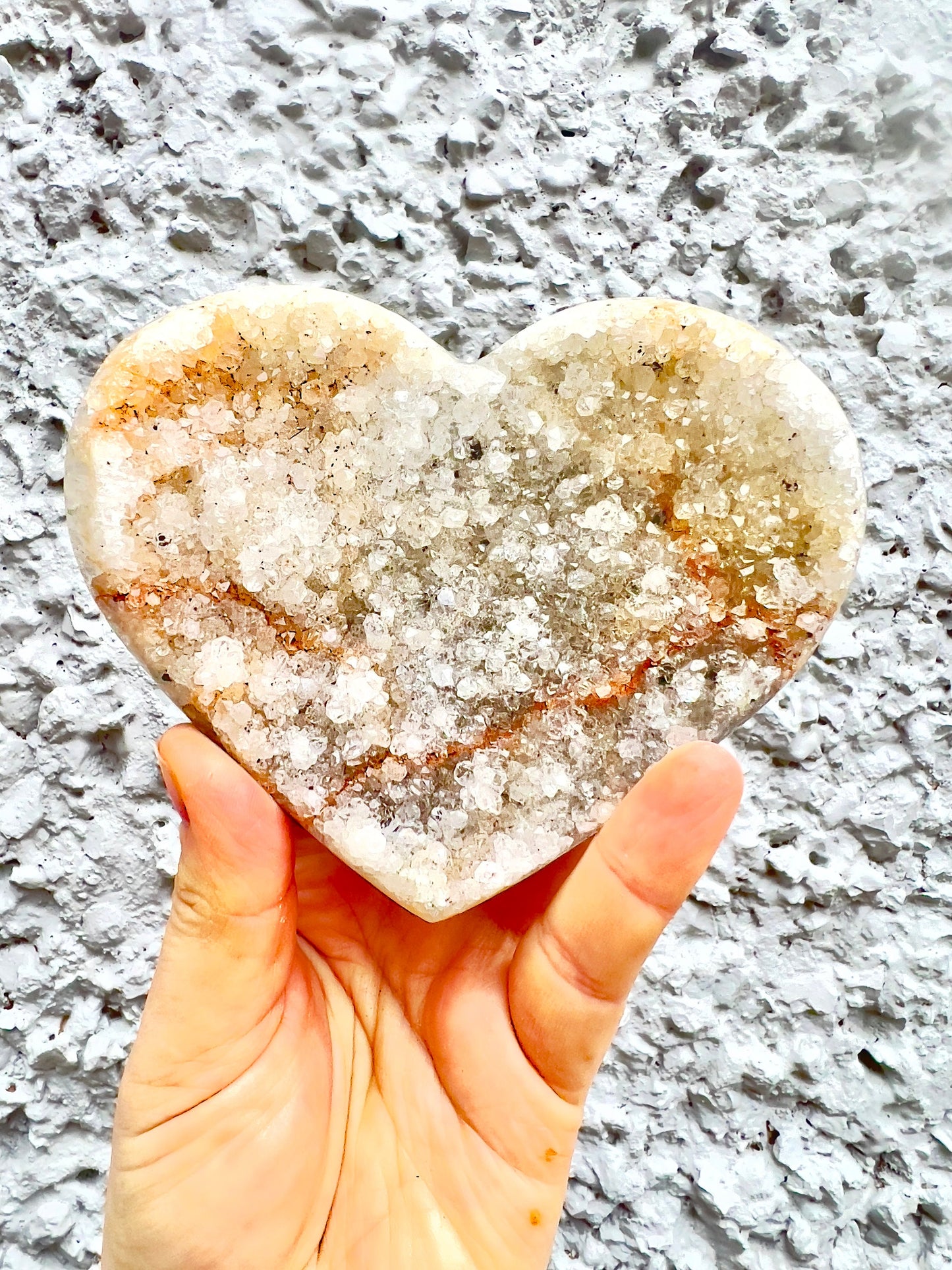 Light Green, rainbow amethsyt, agate, Sugar druzy, heart with stand