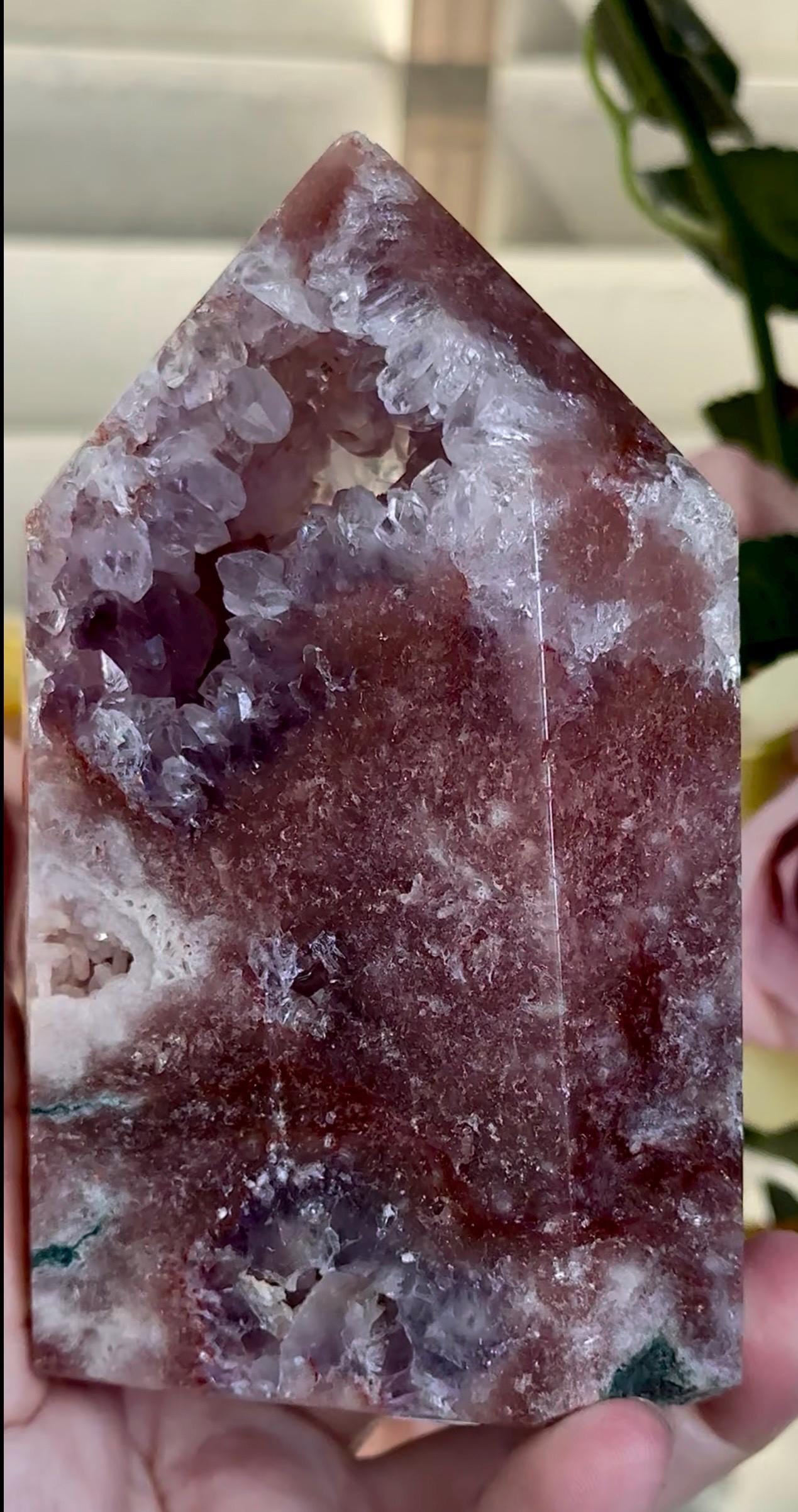 Incredible, High grade, deep pink amethyst tower with purple quartz and flower formation, portal 573g