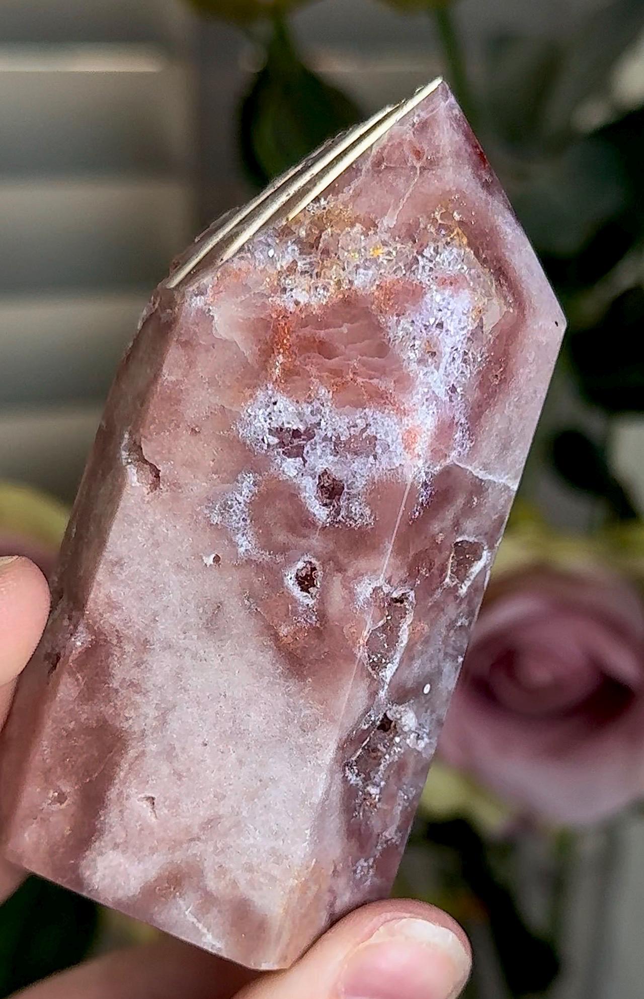 Incredible, High grade, pink amethyst tower with pink and red tones 196g