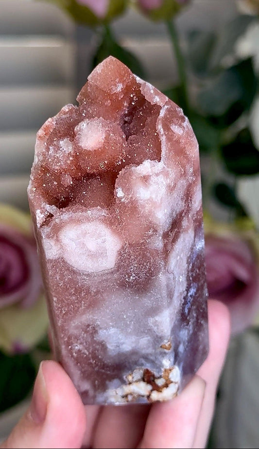 Incredible, High grade, pink amethyst tower with bubble formation & sugar druzy 212g