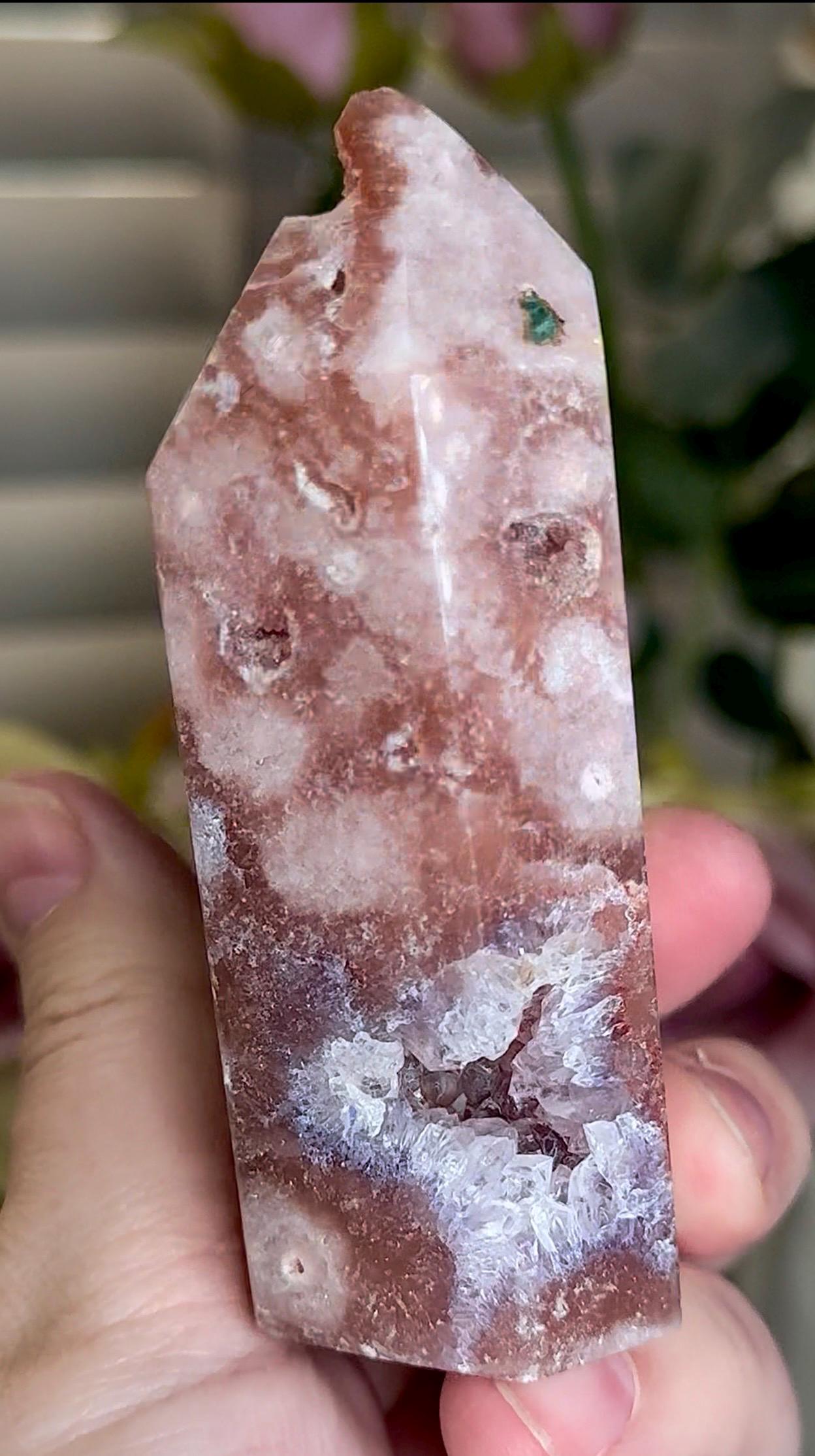 Incredible, High grade, pink amethyst tower with bubble formation & sugar druzy 212g