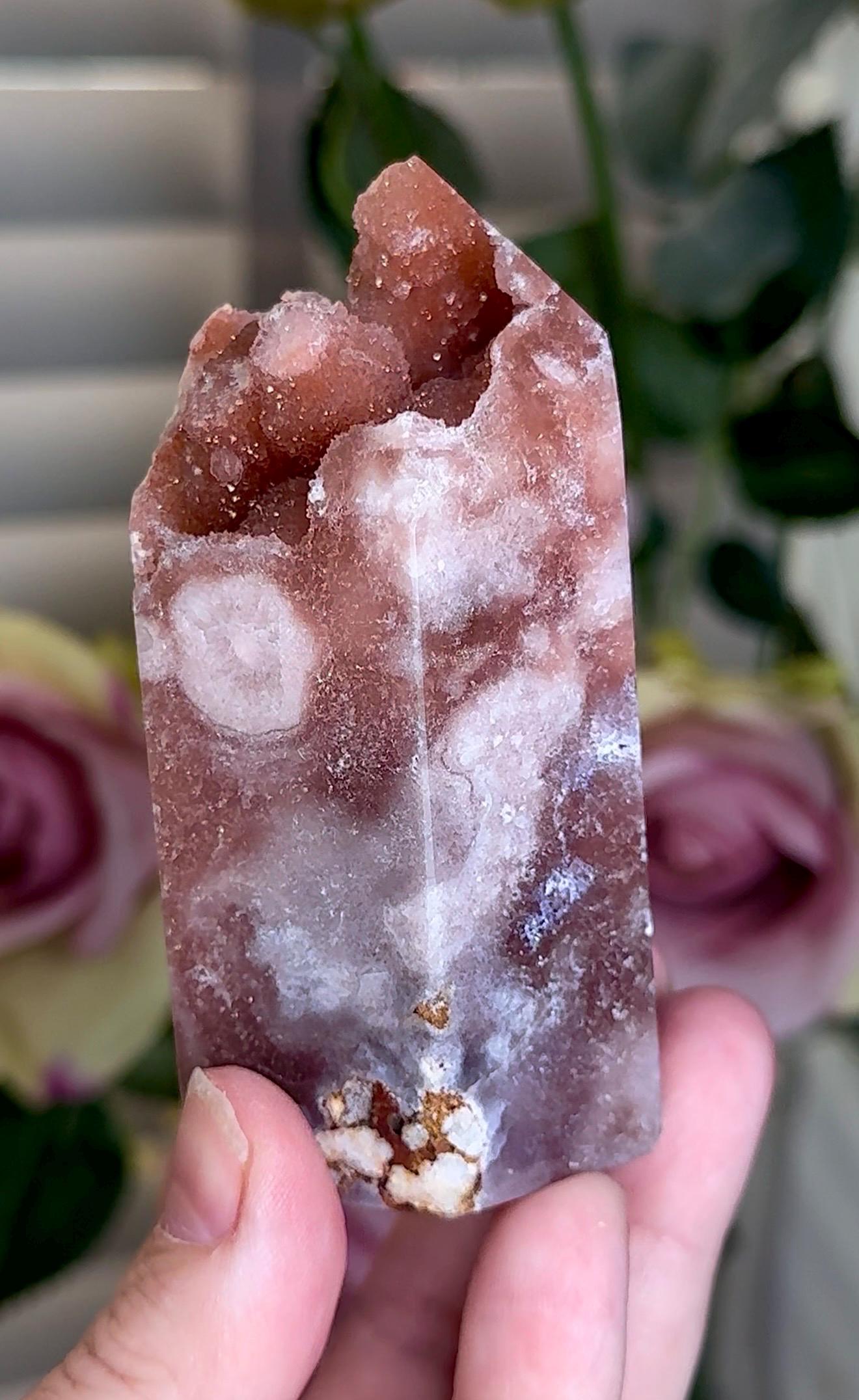 Incredible, High grade, pink amethyst tower with bubble formation & sugar druzy 212g