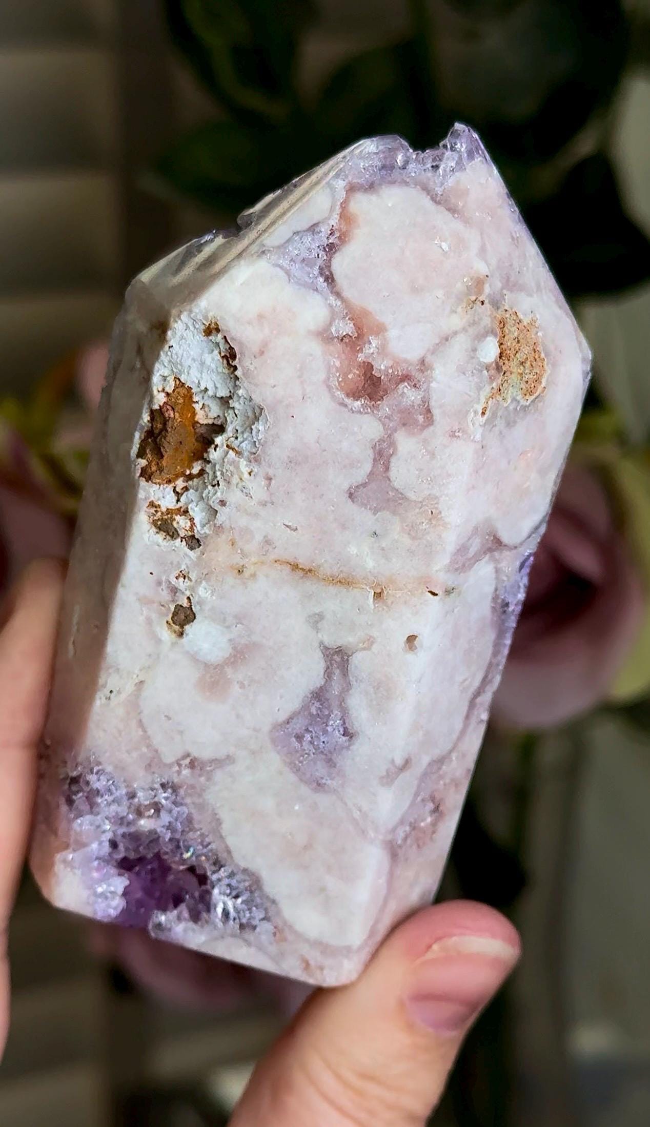 Incredible, High grade, pink amethyst tower with purple quartz 287g