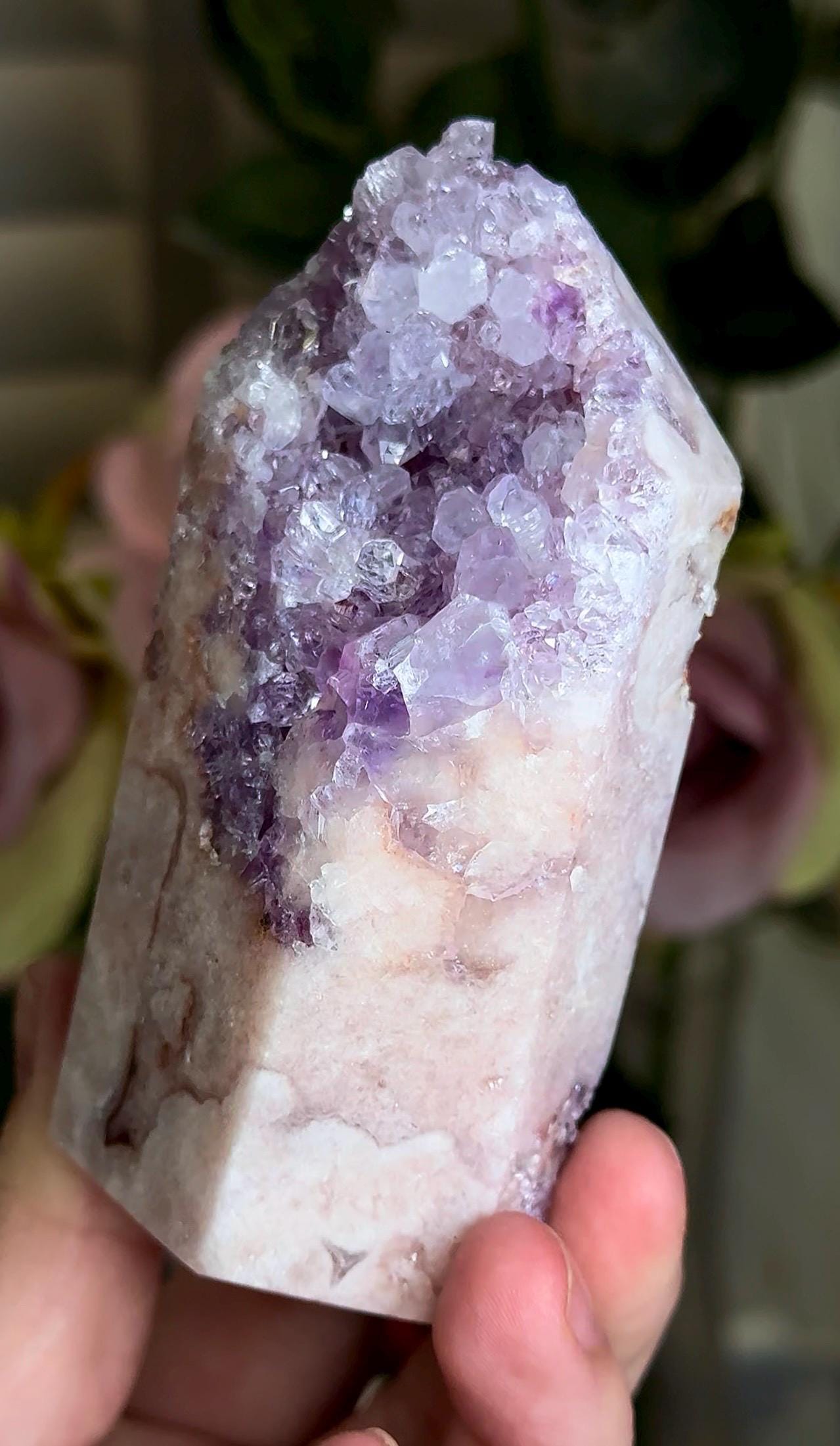 Incredible, High grade, pink amethyst tower with purple quartz 287g