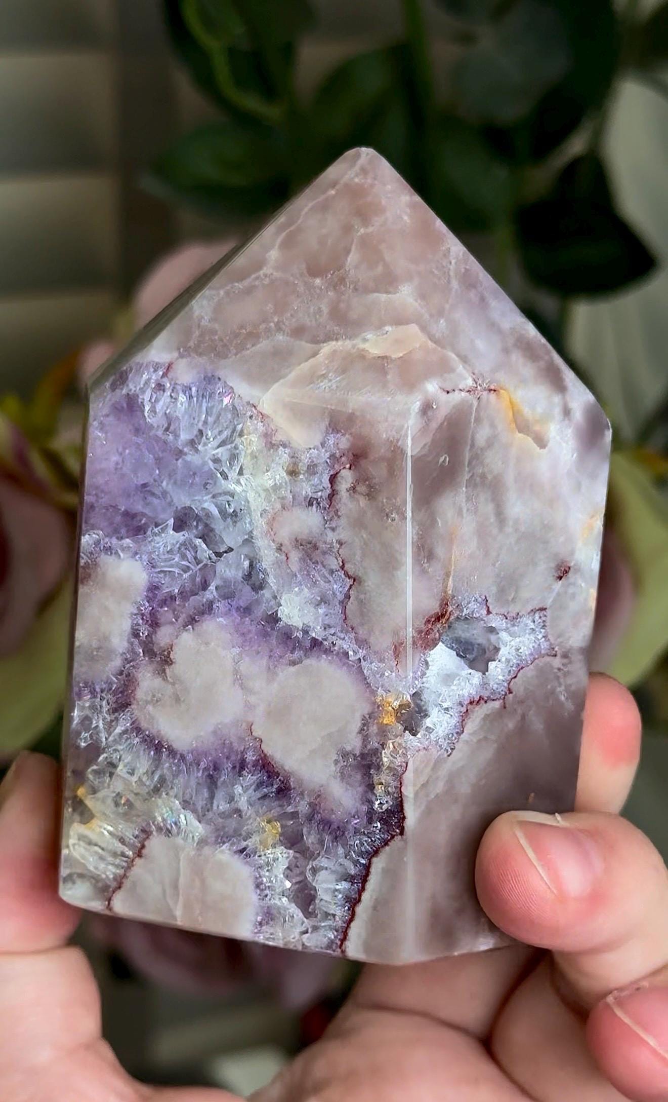 Incredible, High grade, pink amethyst tower with purple quartz 505g