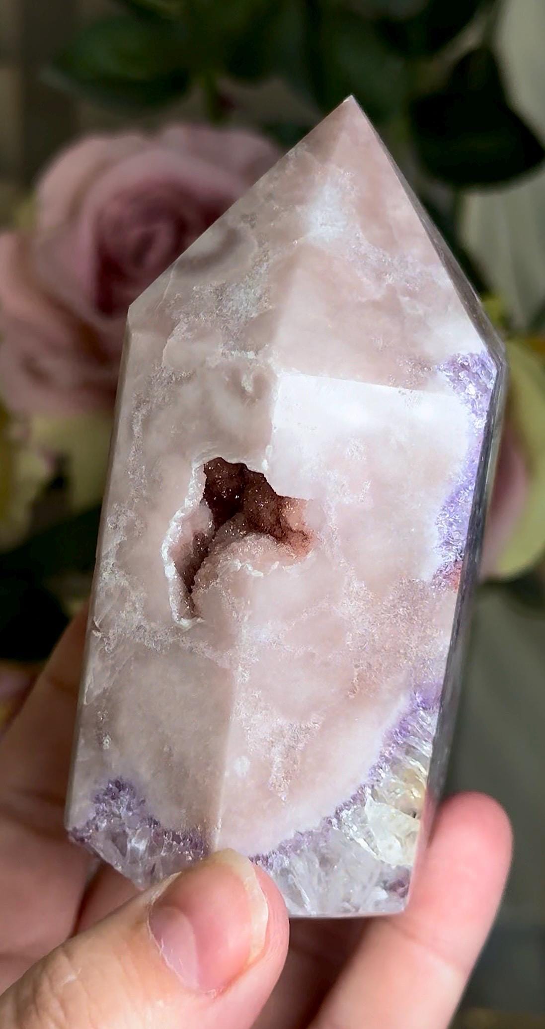 Incredible, High grade, pink amethyst tower with purple quartz 505g