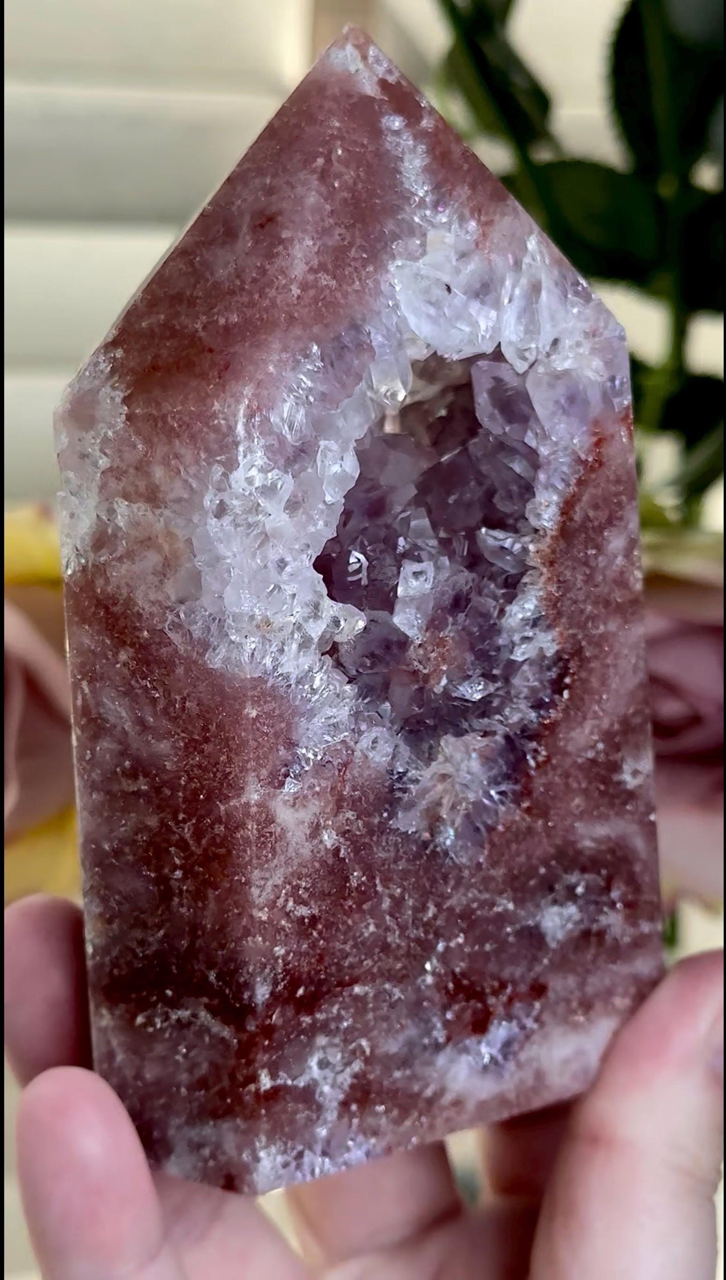 Incredible, High grade, deep pink amethyst tower with purple quartz and flower formation, portal 573g