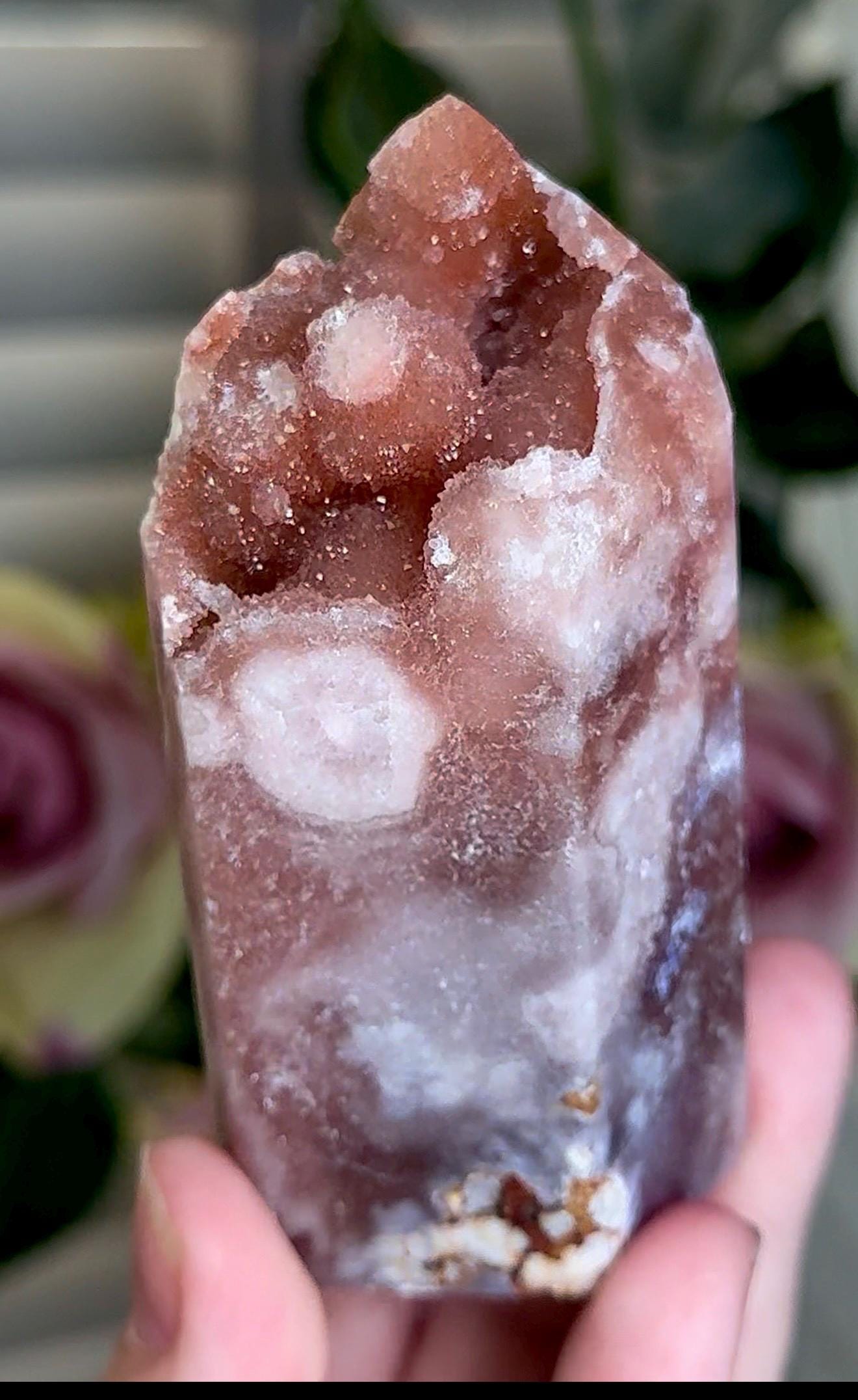 Incredible, High grade, pink amethyst tower with bubble formation & sugar druzy 212g