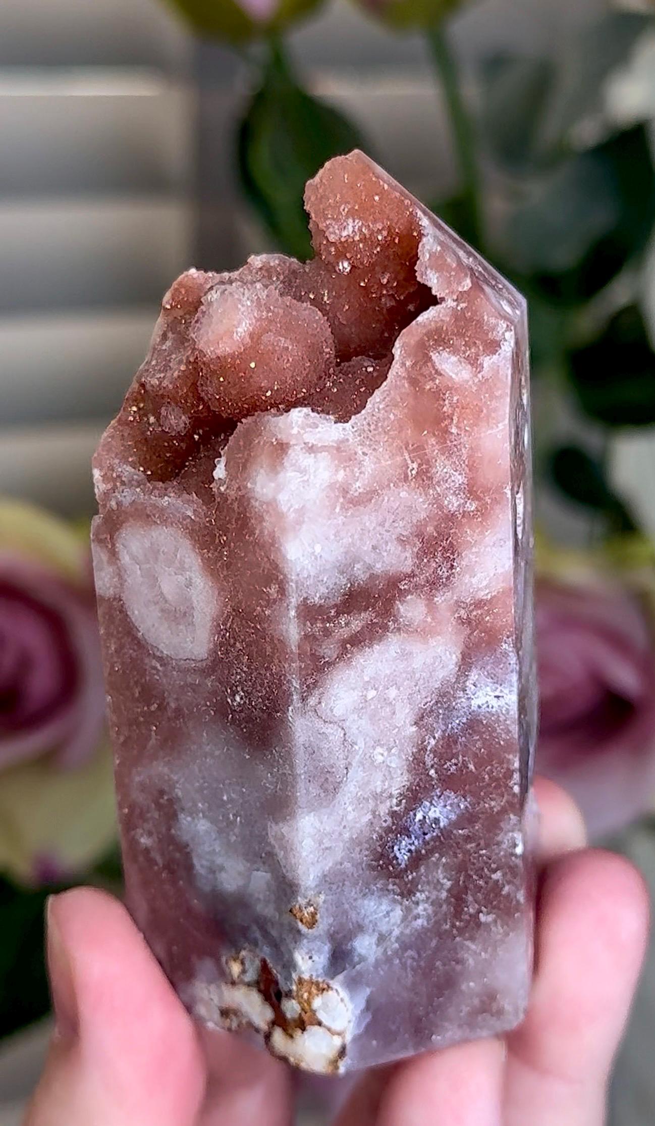 Incredible, High grade, pink amethyst tower with bubble formation & sugar druzy 212g
